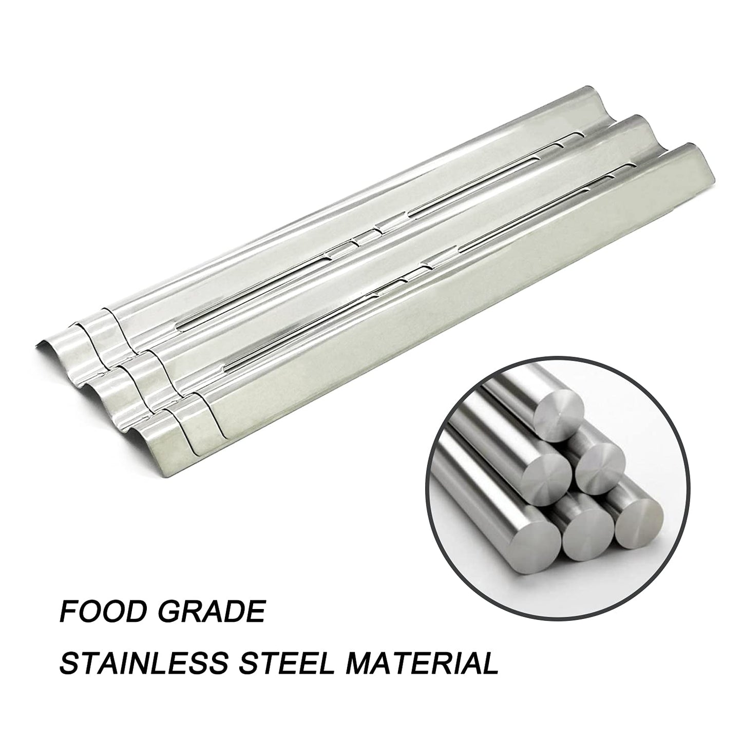 WEMEIKIT 3 Pcs BBQ Heat/Sear Plate Replacement Part for Napoleon Gas Grills as LEX, Legend, Mirage, Lifestyle Series of 485, 605, 730 Models, 16 1/2 x 6” Stainless Steel Heat Shield Flame Tamer