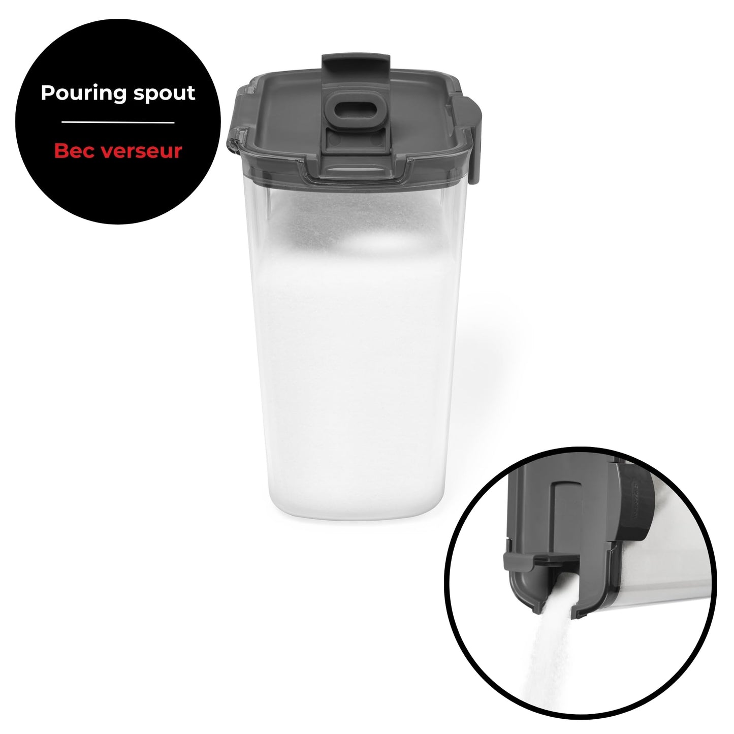 Starfrit PROKEEPER Dry Food Storage Container Set, 3 Airtight Containers for Flour, Sugar, Brown Sugar with Measurement Graduations, Airtight Silicone Seal, with Accessories