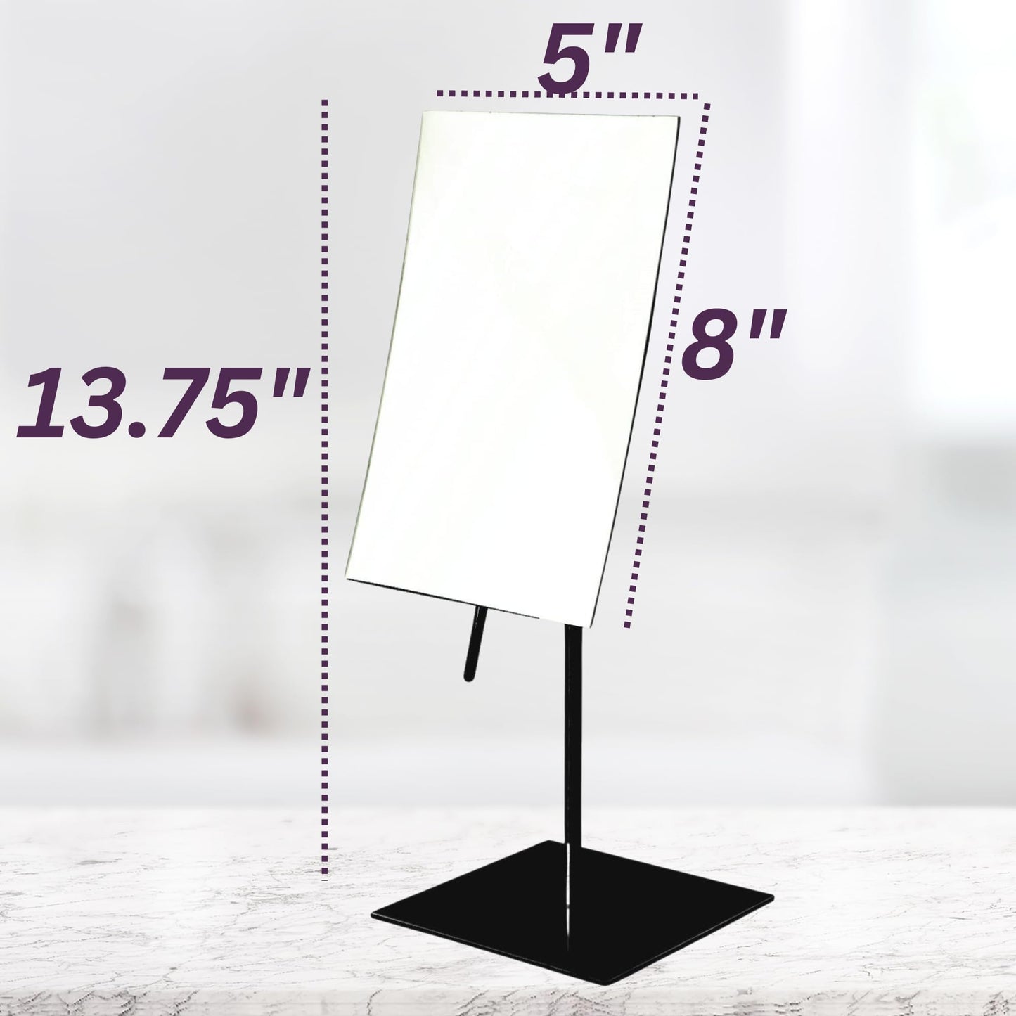 JERDON Rectangular Tabletop Vanity Makeup Mirror - 3X Magnification with Black Finish - 5-inch by 8-inch Vanity Mirror - Pivot Adjustment - Model JP358BK
