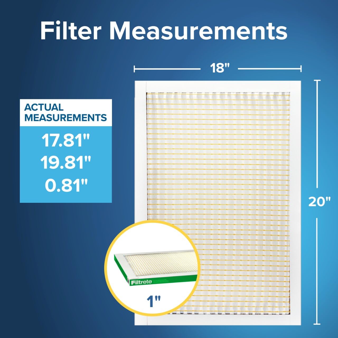 Filtrete 18x20x1 AC Furnace Air Filter, MPR 700, MERV 8, Tough on Pollen, Easy on Airflow, 3-Month Pleated 1-Inch Electrostatic Air Cleaning Filter, 4-Pack (Actual Size 17.81 x 19.81 x 0.81 in)