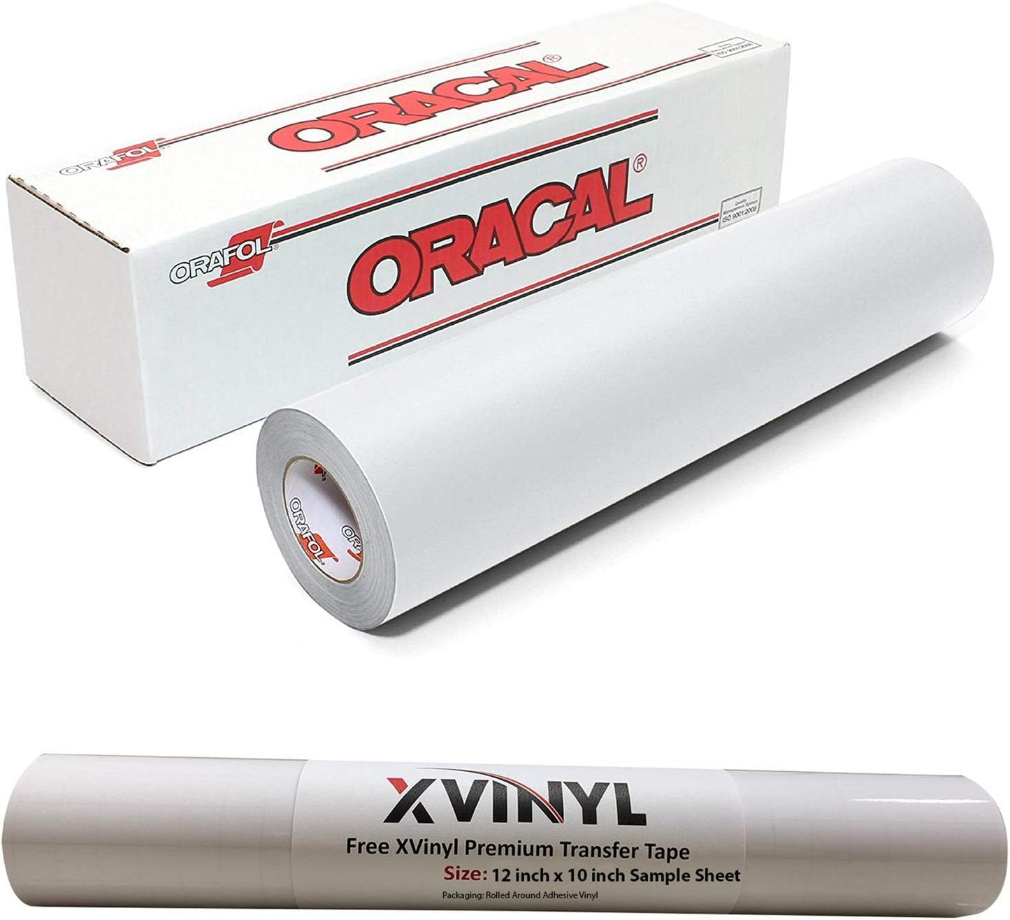 Roll of Oracal 651 White Craft Vinyl - Permanent Adhesive Vinyl for Cricut, Silhouette, and Cameo Vinyl Cutters - Matte Finish - Outdoor and Indoor - Bonus 3.8" Maple Leaf Decal (12 Inch x 20ft)