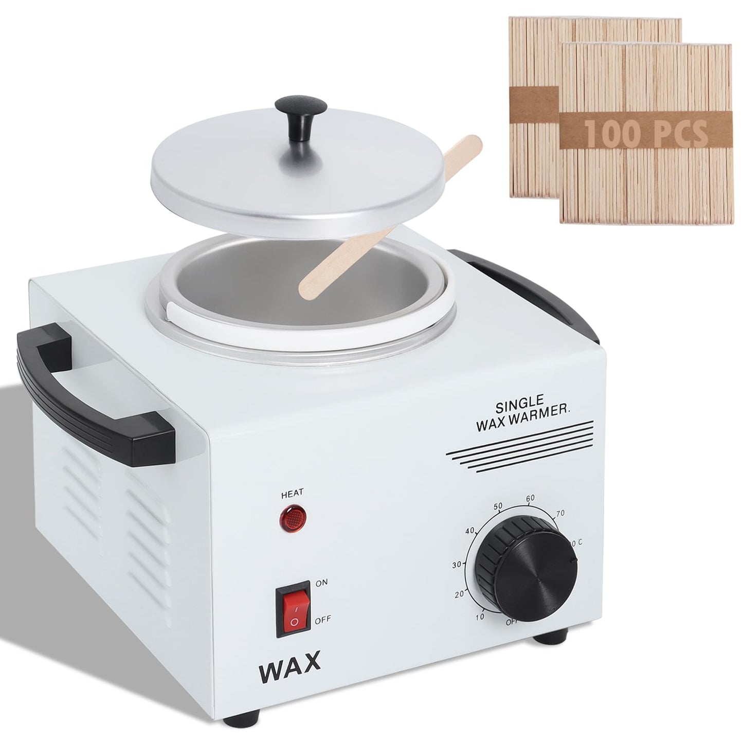 Electric Wax Warmer Machine for Body Hair Removal Hot SPA Aluminum Heater with Wooden Wax Sticks-Single Pot