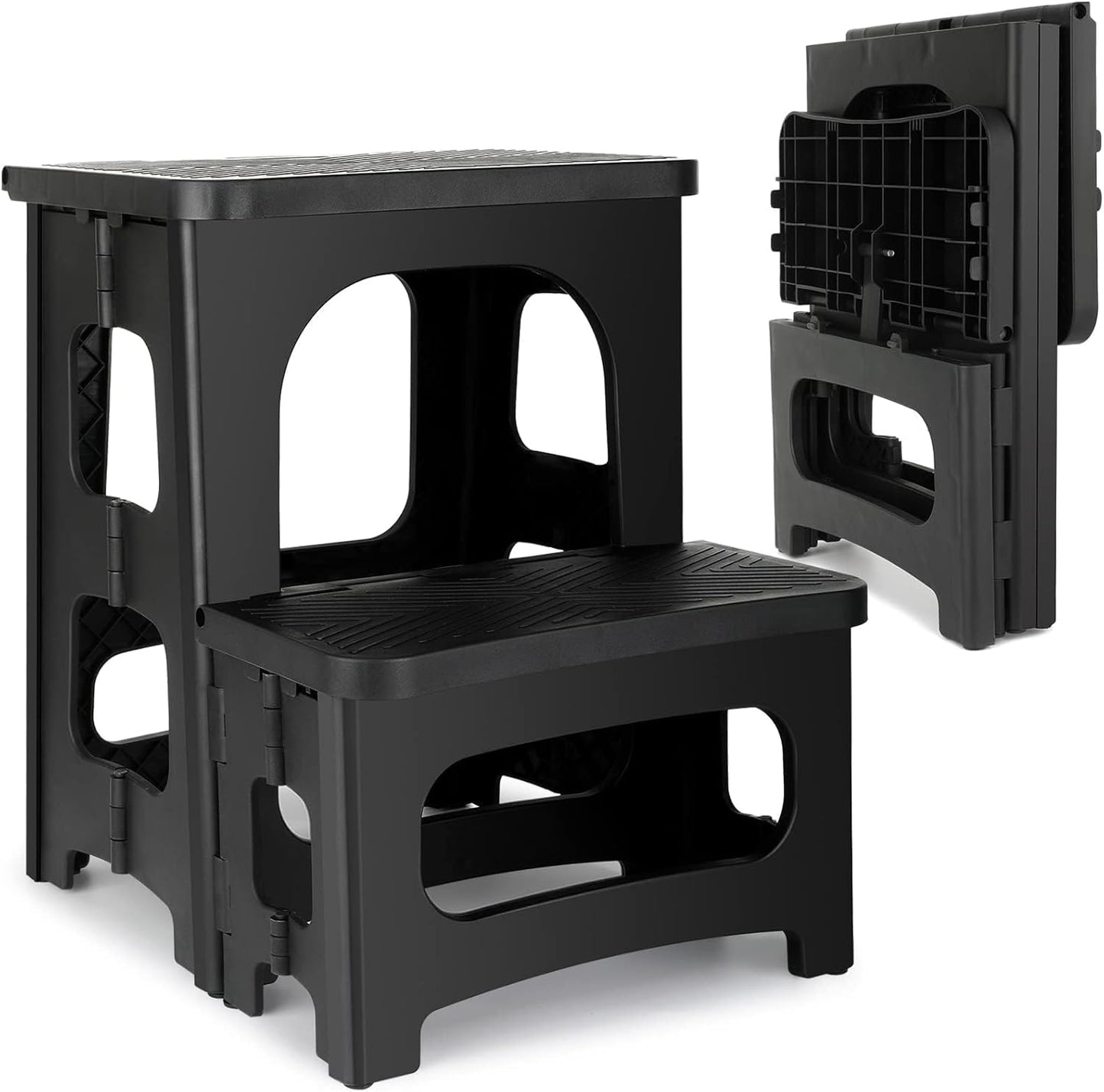 DIOZYRA Folding 2-Step Stool,Non-Slip Collapsible Step Stool for Adults and Kids,Holds 250 lbs,Portable Footstool for Kitchen Home Toilet Bedroom Bathroom Office RV