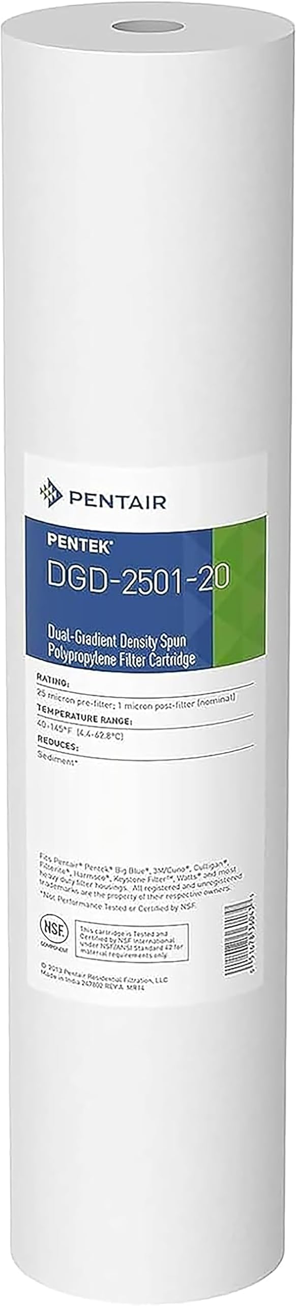 Pentek DGD-2501-20 Spun Polypropylene Filter Cartridge, 20-Inch x 4-1/2-Inch