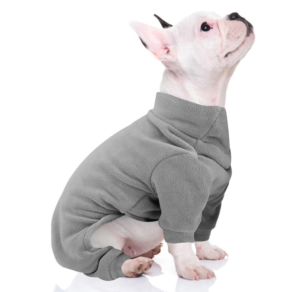 Fleece Dog Pajamas Turtleneck Thermal Dog Pjs Dog Jumpsuit Pet Outfits Warm Dog Onesie Soft Puppy Clothes for Small Sized Dogs and Cats (3pc-GYBUNB, Small)