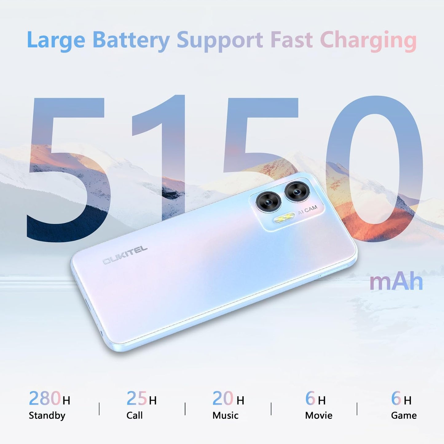 OUKITEL C36 Smartphone, Unlocked Cell Phone Canada, Android 14 Phone, 16GB+256GB/TF 2TB Expandable, 6.56'' HD+ Large Screen, 90Hz, 5150mAh Phone, 4G Sim 3 Card, Fingerprint/Face Unlock Telephone, GPS