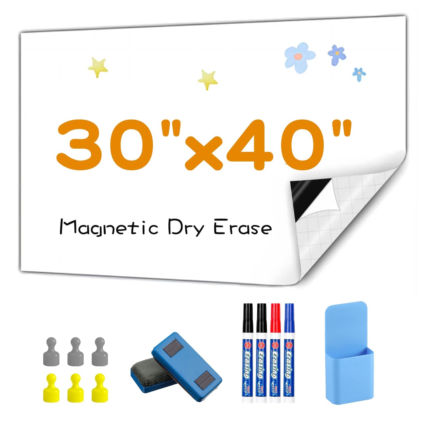 Babenoun Magnetic Whiteboard Contact Paper, 76 * 100cm(30" x 40" Stick on Magnetic Dry Erase White Board Sticker on Wall, Easy to Write for Drawing, School, Office, Kitchen Fridge