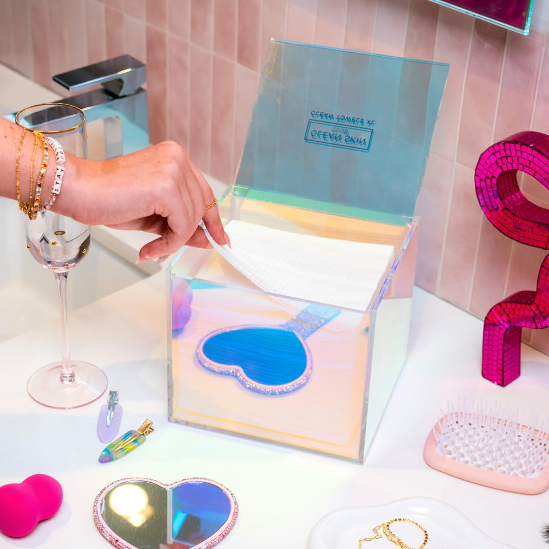 CLEAN SKIN CLUB The Prism Box for Clean Towels XL, Vibrant Storage Solution for 50 Disposable Towels, Stylish and Functional Bathroom Accessory