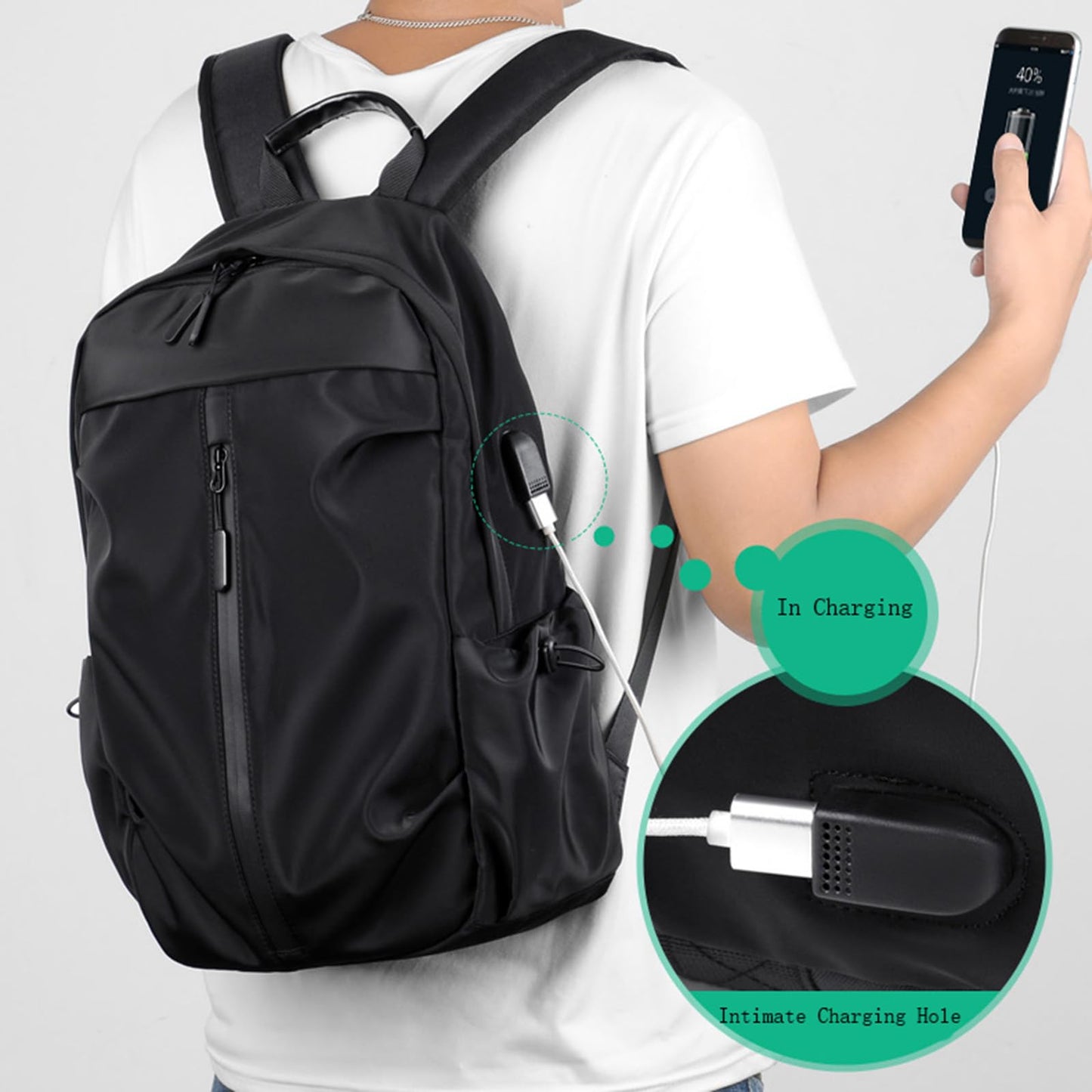 Business Backpacks Travel Laptop Backpack Black Work Bag for Men