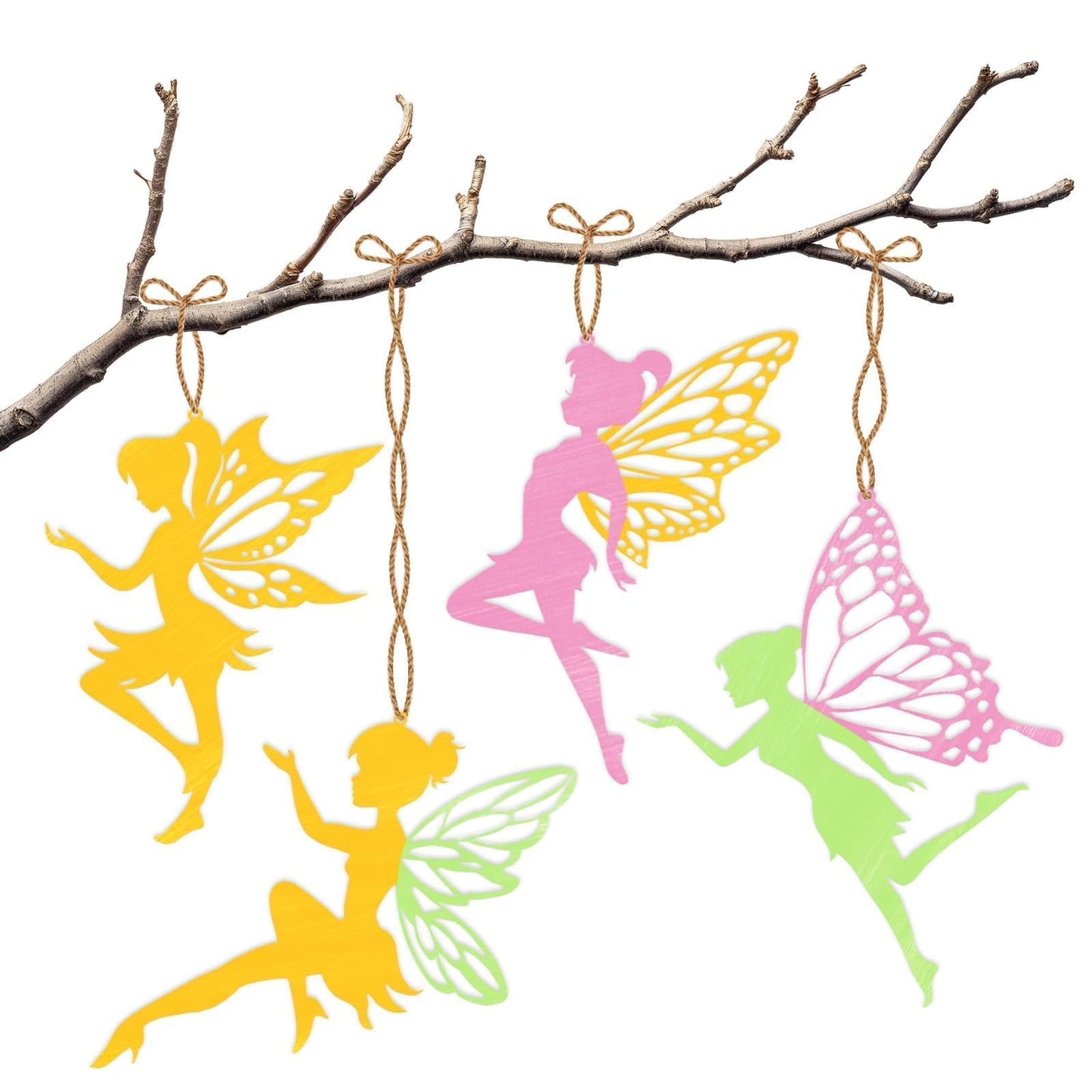 BOIKOKY 12-Pack Pre-Packaged Fairy Party Favors, Wooden Fairy Cutouts with Hanging Hole & Painting Kits for Girls, Magical DIY Crafts and Enchanted Party Decorations & Thank You Gifts for Guests