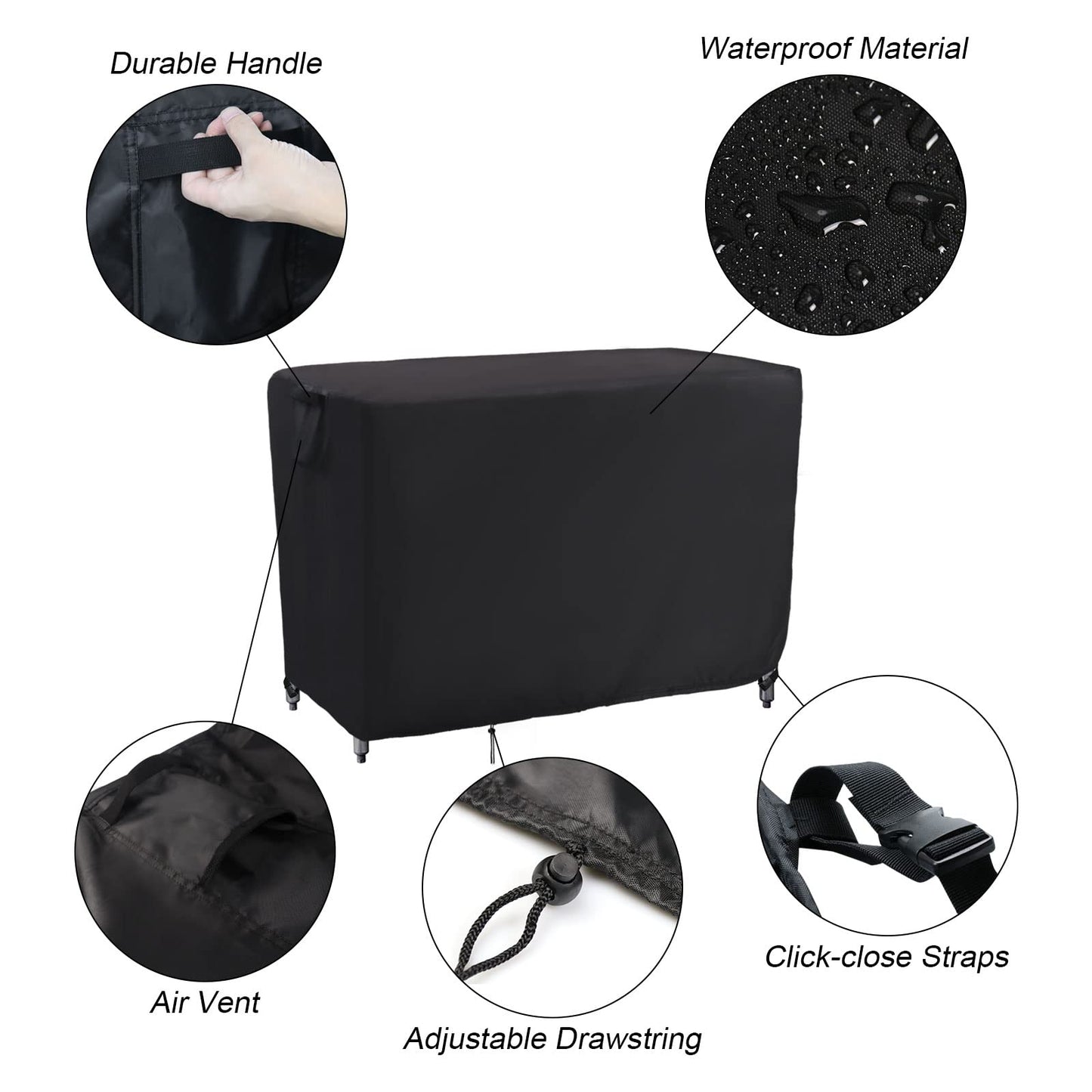 Kingling Outdoor Table Cover 48 Inch, Waterproof Stainless Steel Table Cover Metal BBQ Table Covers Weather Protection for Patio Kitchen Work/Prep Tables - 48''L x 24''W x 35''H(Black)