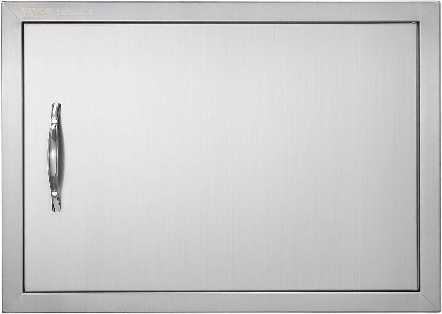 VEVOR BBQ Access Door, 24W x 17H Inch Single Outdoor Kitchen Door, Stainless Steel Flush Mount Door, Wall Vertical Door with Handle, for BBQ Island, Grilling Station, Outside Cabinet