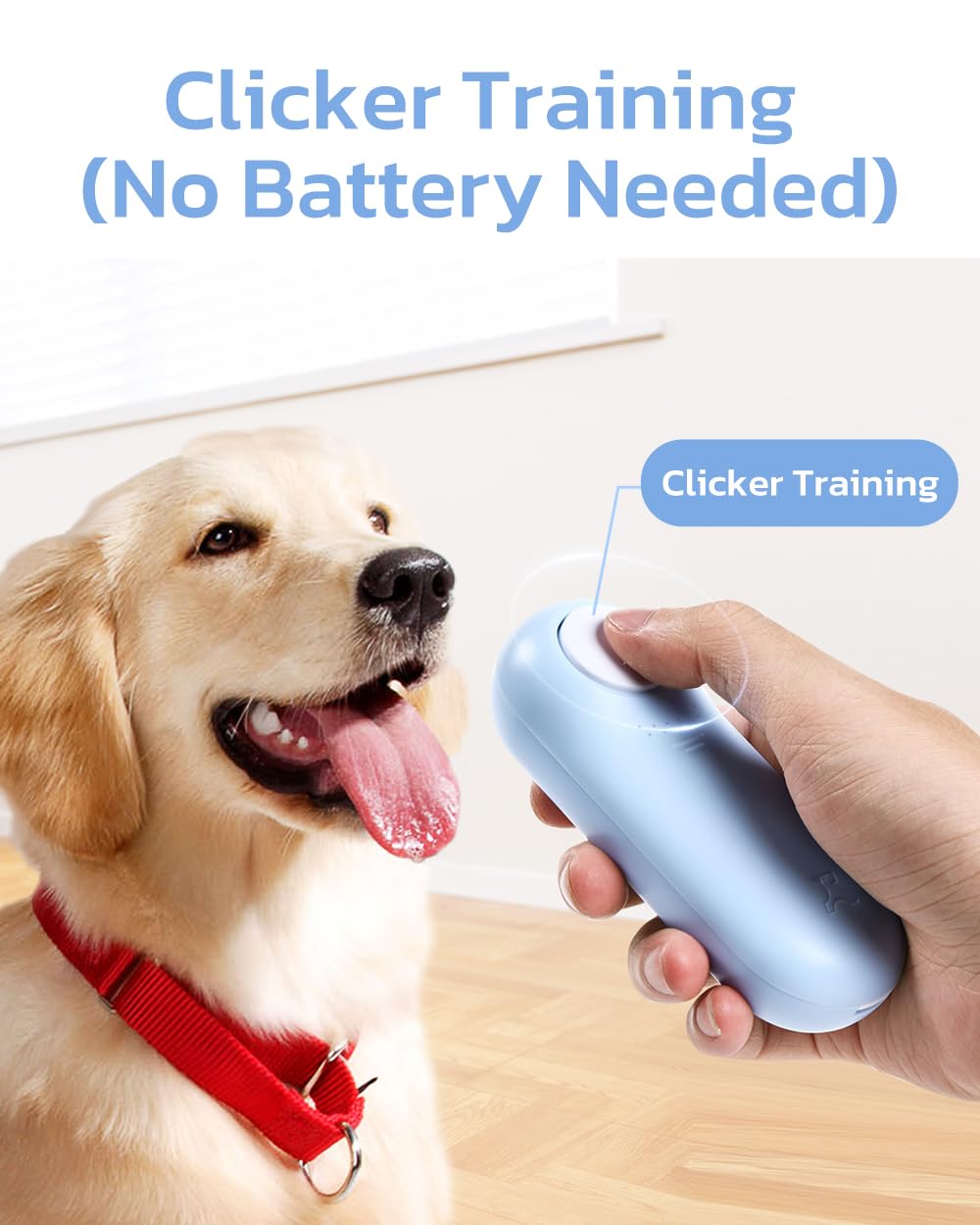 Clicker Dog Trainer & Dog Treat Pouch Alternative Dual Use 2 in 1 Dog Clicker for Training - Durable, Light (2.36 oz), Easy to Clean & Handle, Fast to Fill, Innovative Design, Blue - Click Design