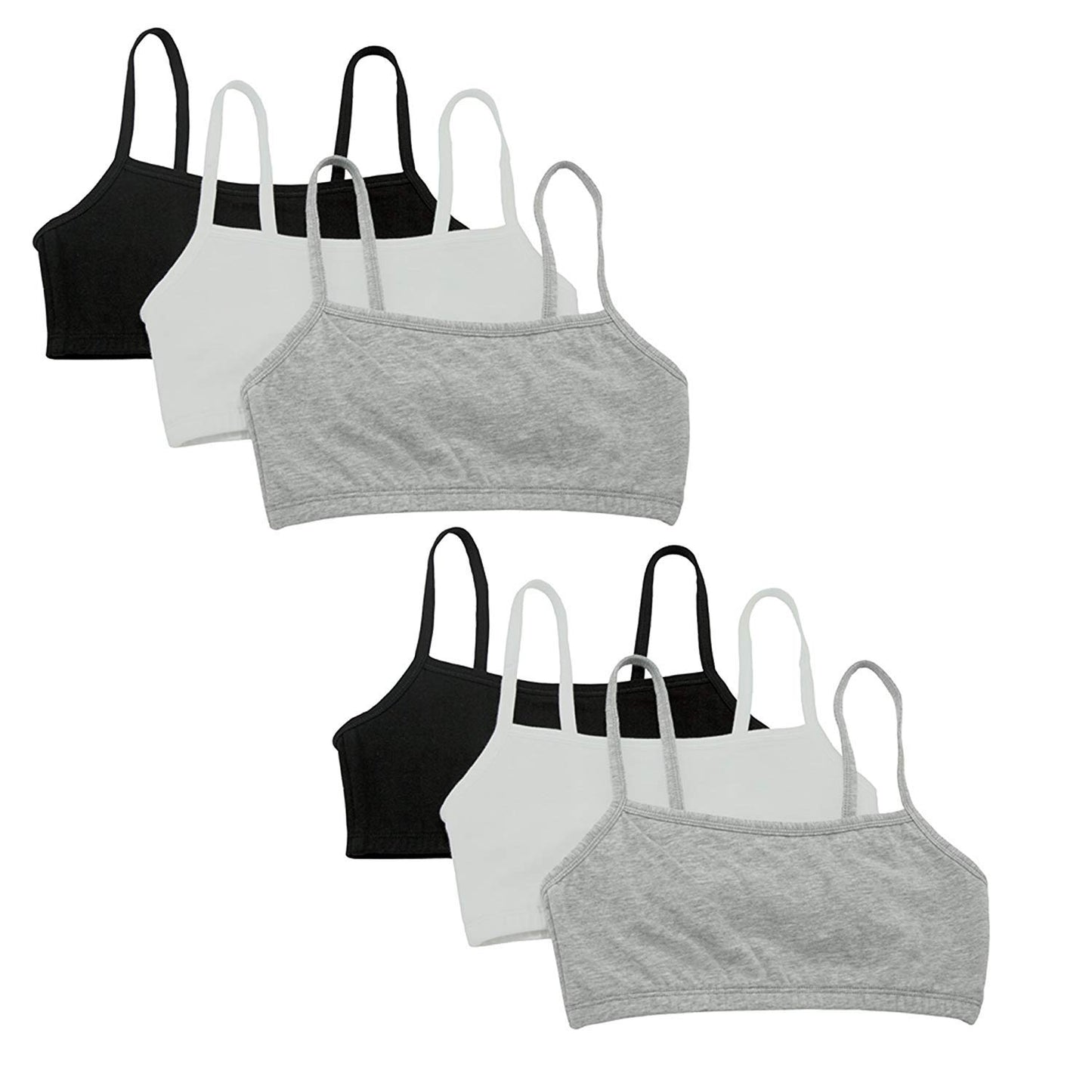 Fruit of the Loom Women's SPAG Sports Bra, White/Heather Gray/Black, 38 (Pack of 6)