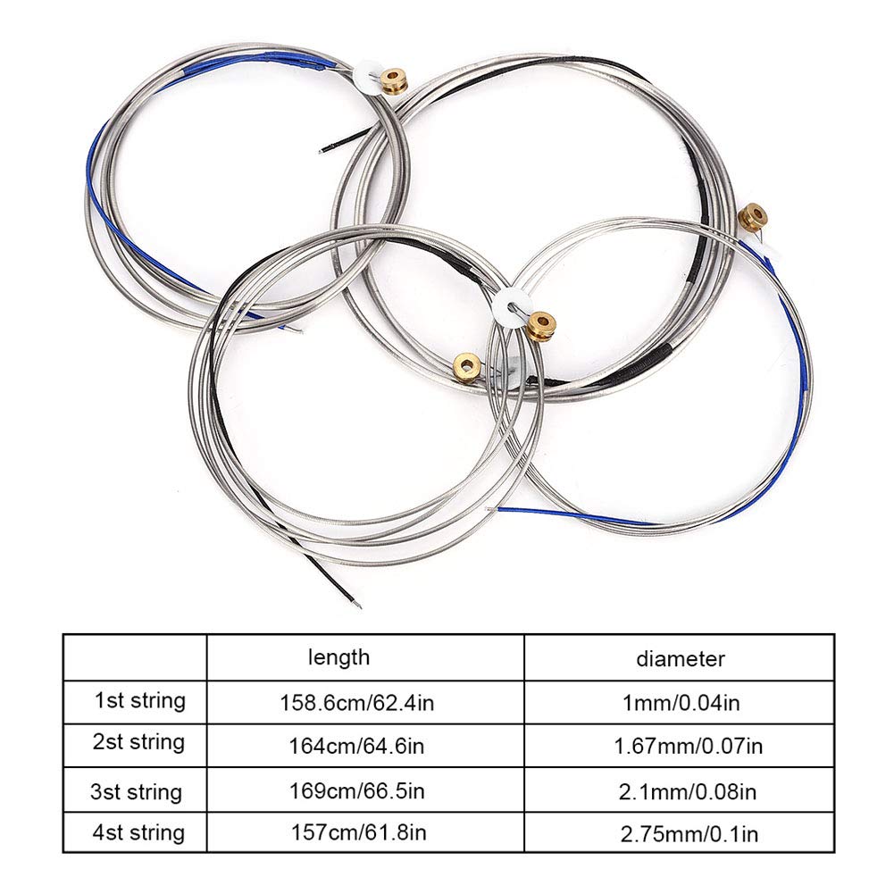 Double Bass String, Professional Double Bass Steel Wire String Music Instrument Accessory for Bass Upright Bass Strings Double Bass Strings