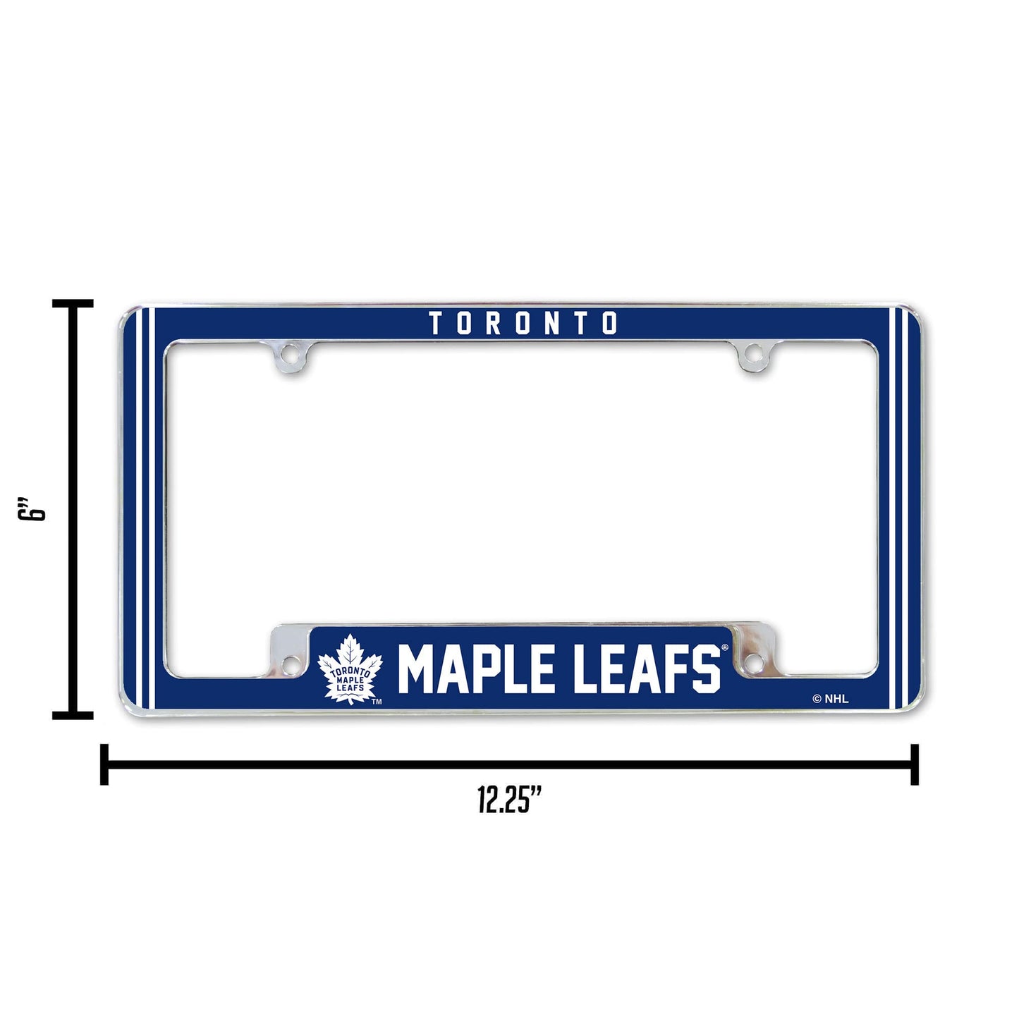 Rico Industries NHL Toronto Maple Leafs Classic 12" x 6" Chrome All Over Automotive License Plate Frame for Car/Truck/SUV