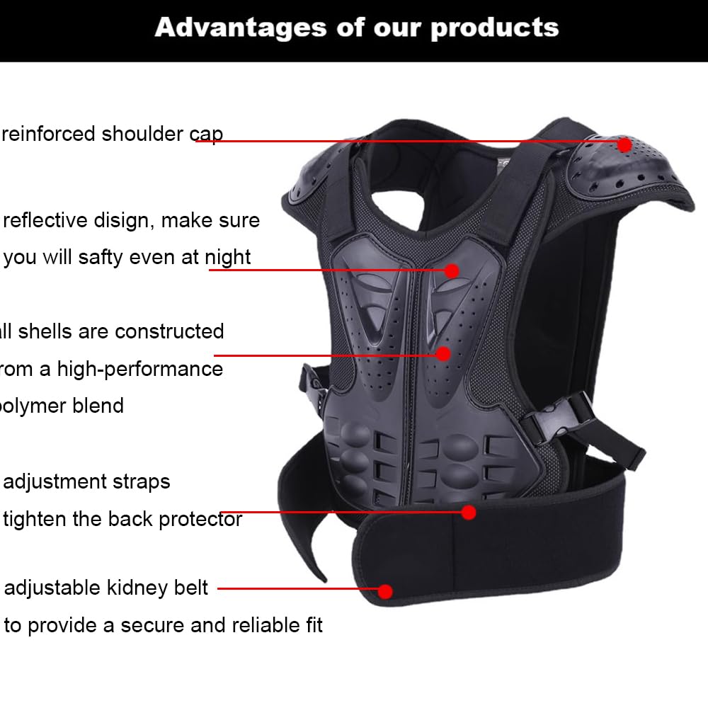 Aikelai Kids Chest Armor Back Spine Chest Body Protector Motorcycle Motocross Protection Gear Guard Dirt Bike Riding Racing Vest for Child (S)