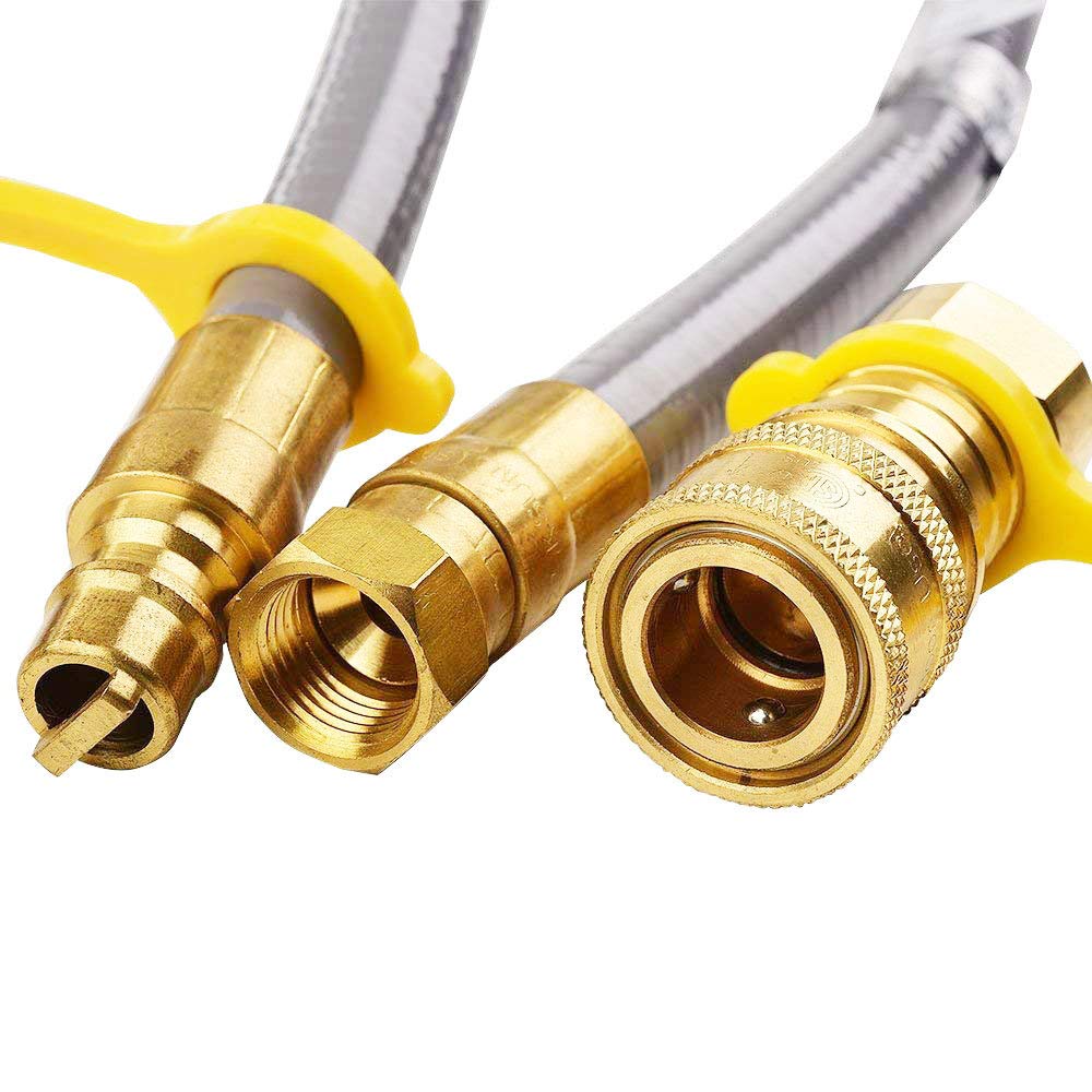 36FT Natural Gas Grill Hose with 3/8 Male Flare Quick Connect/Disconnect Fittings for Most Grill, Fire Pit, Patio Heater, Pizza Oven (36FT Gray)