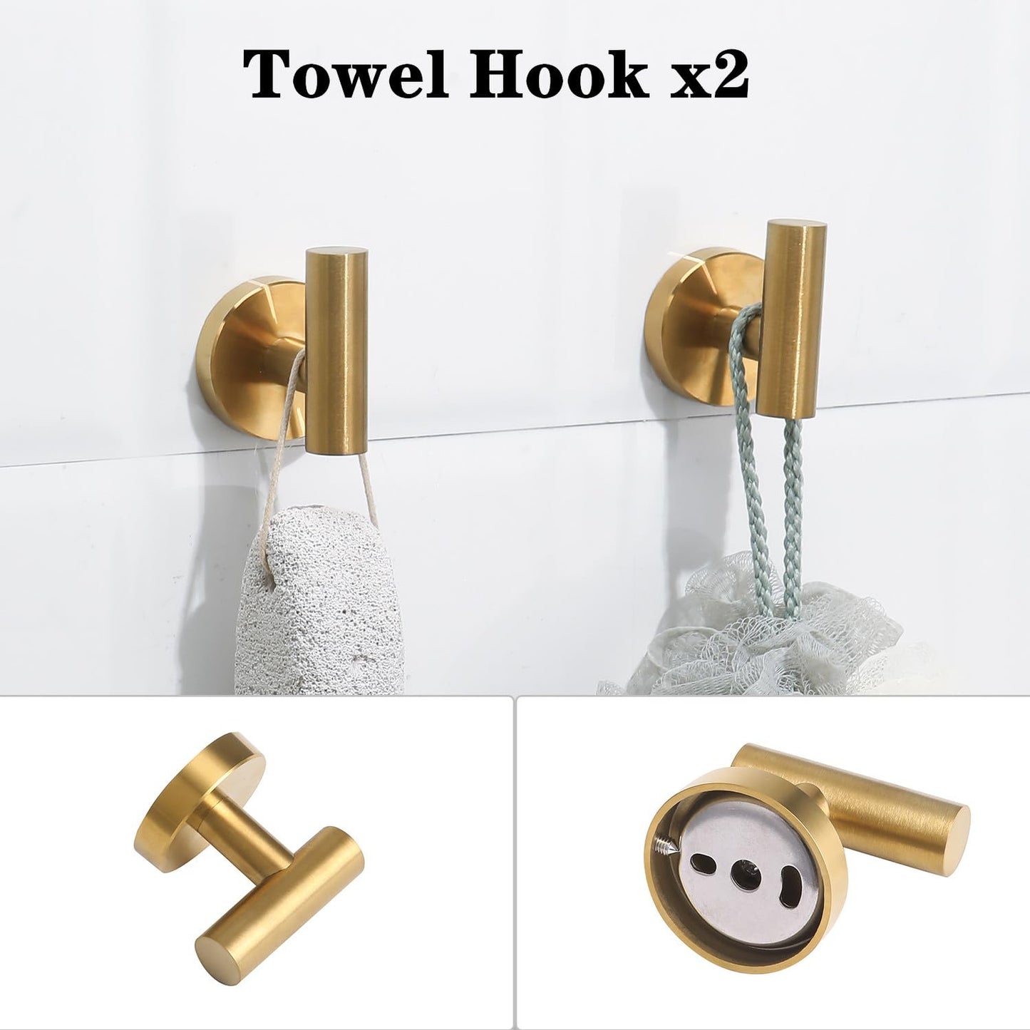 Ntipox Brushed Gold Bathroom Hardware Accessories Set 5 Piece, Stainless Steel Bath Towel Bar Set 24 Inch,Toilet Paper Holder,Towel Ring Holder,Towel Rack Set,Gold Bathroom Accessories Kit