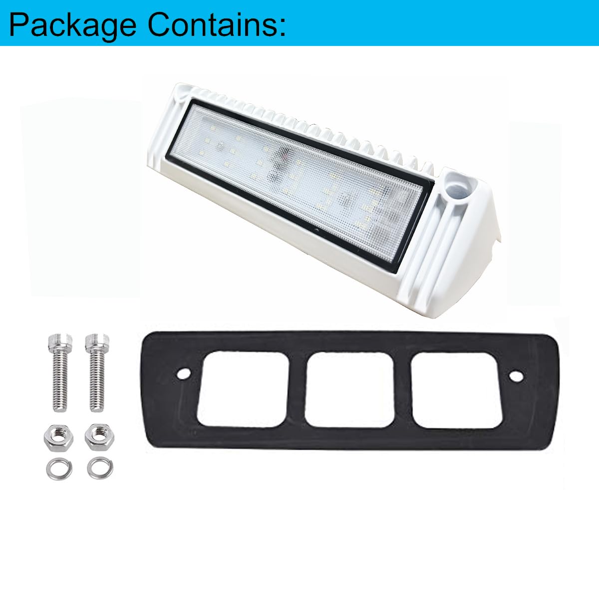 QHLightlux RV 9 inch LED Exterior Lights, Work Scene Lighting Fixture, 12V/24V DC, 6000K Cool White, Down Angle Flood Beam, High Lumen Output for Truck Boat Trailer Campervan, White Finish, 1 Pack