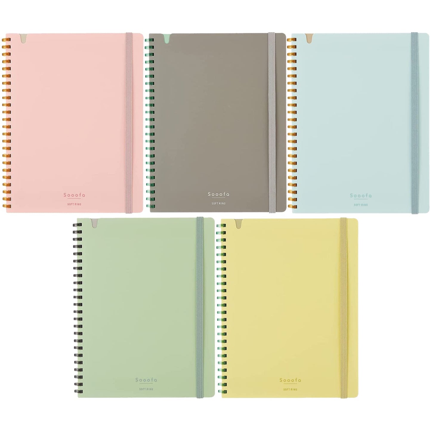 KOKUYO Sooofa Soft Ring Notebook, 0.2 inch (4 mm) Grid Ruled, 80 Sheets, B6 Deformation, Set of 5 Colors, Japan Import (SU-SV748S4)