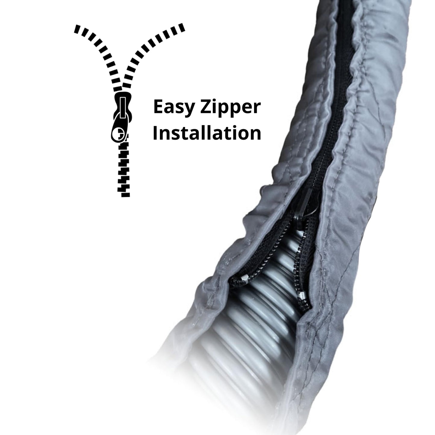 Universal 35ft Central Vacuum Hose Cover - Padded, Machine Washable, Easy Install with Zipper - Stylish Grey Protection for Your Vacuum System