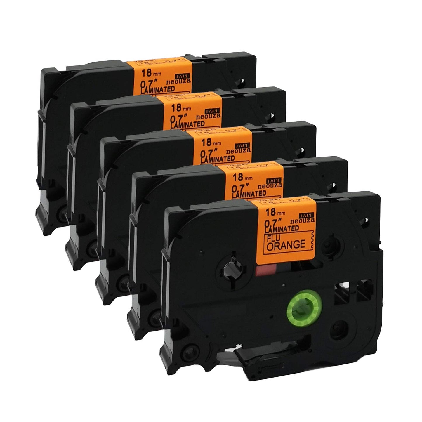 NEOUZA 5PK Compatible For Brother P-Touch Laminated TZe TZ Label Tape Cartridge 18mm x 5m (TZe-B41 Black on Orange Fluorescent)