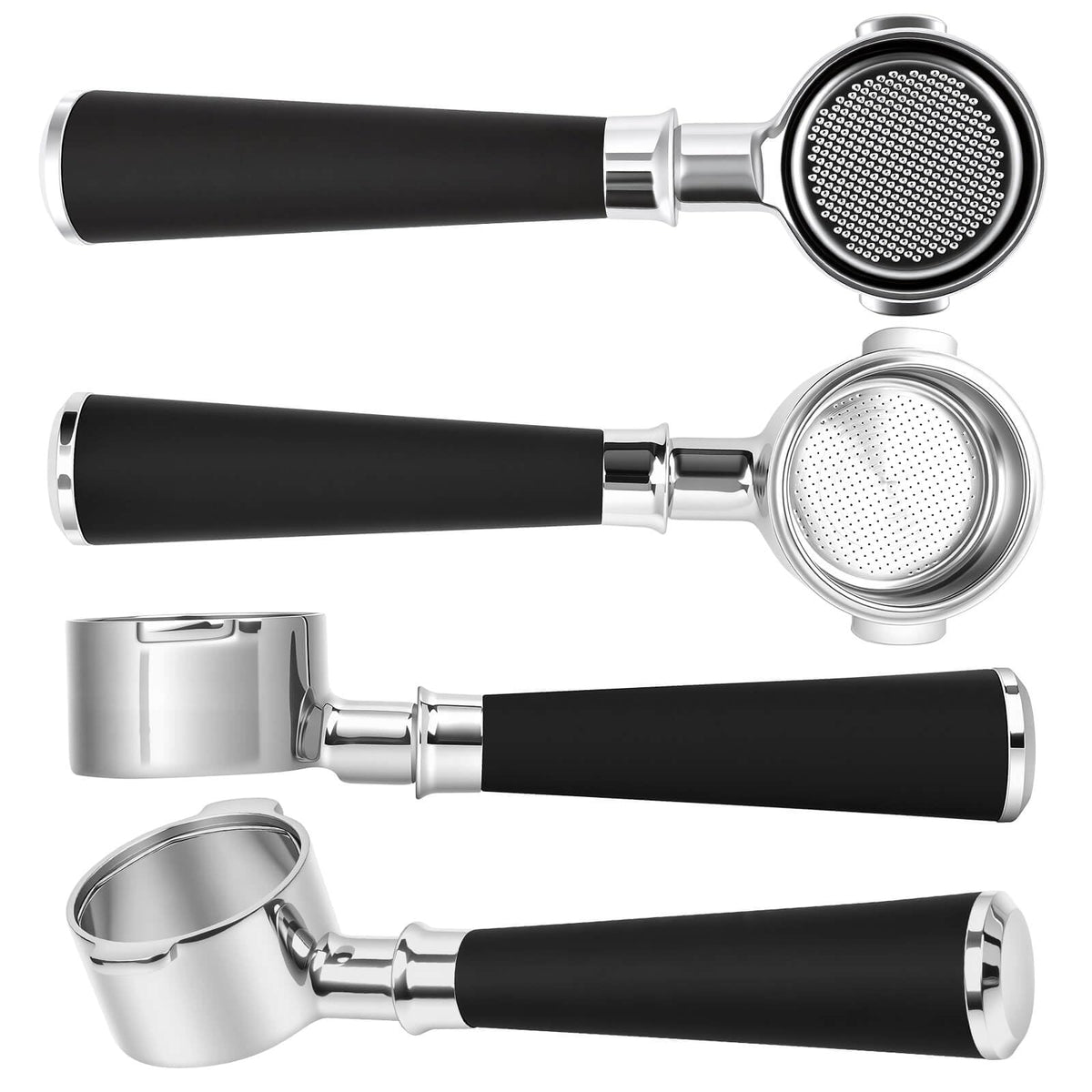 51mm Bottomless Portafilter 2 Ears Fits for Delonghi ECP3420, EC155, BCO430, EC260, and ECP3120, Includes Puck Screen, Double Shot Filter Basket