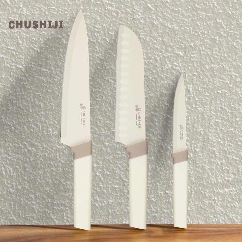 Knife Set, 15 Pieces Kitchen Knife Set with Block and Gift Sharpener, High Carbon Stainless Steel and Ergonomic Handle Knife Block Set