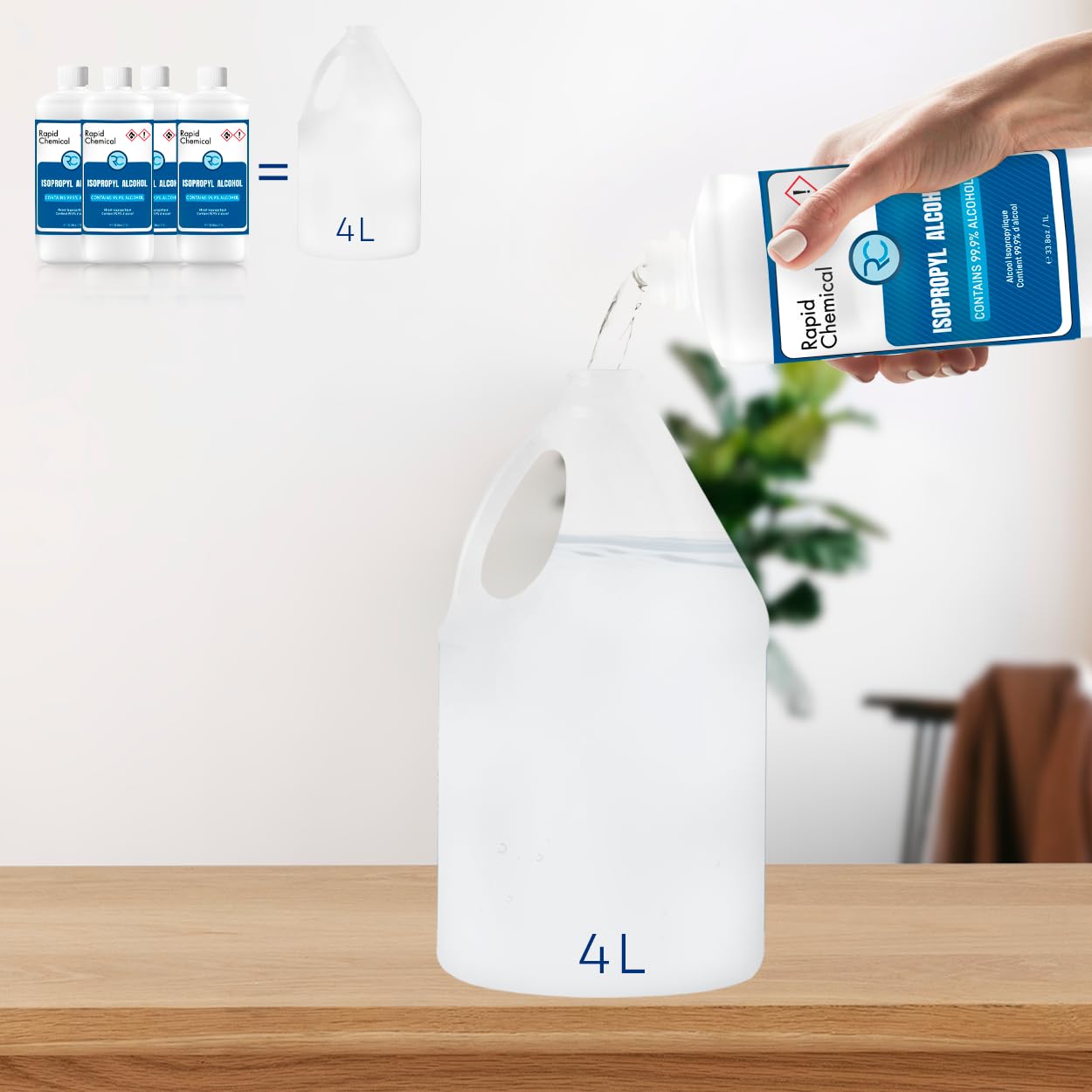 99% Isopropyl Alcohol - Made in Canada - 1L x 4 Pack USP Grade Isopropyl Rubbing Alcohol - Equivalent to 4 Litre Isopropyl Alcohol 99 Percent - Bottle 99.9% Alcohol (1 Litre x 4 Pack)