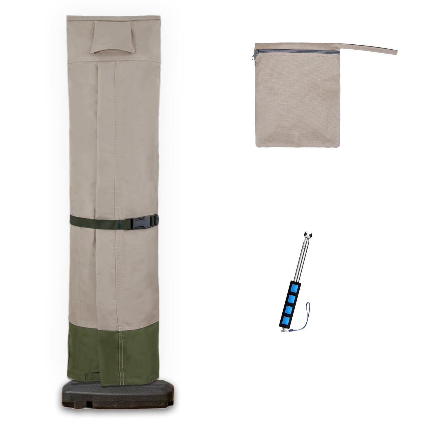 Rachmi Patio Cantilever Umbrella Cover for 9-13 Ft Umbrellas, 600D Water-resistant UV & Fade Resistant Cover Fits Round / Square Outdoor Garden Offset Parasol with Zipper & Rod, Khaki-Green