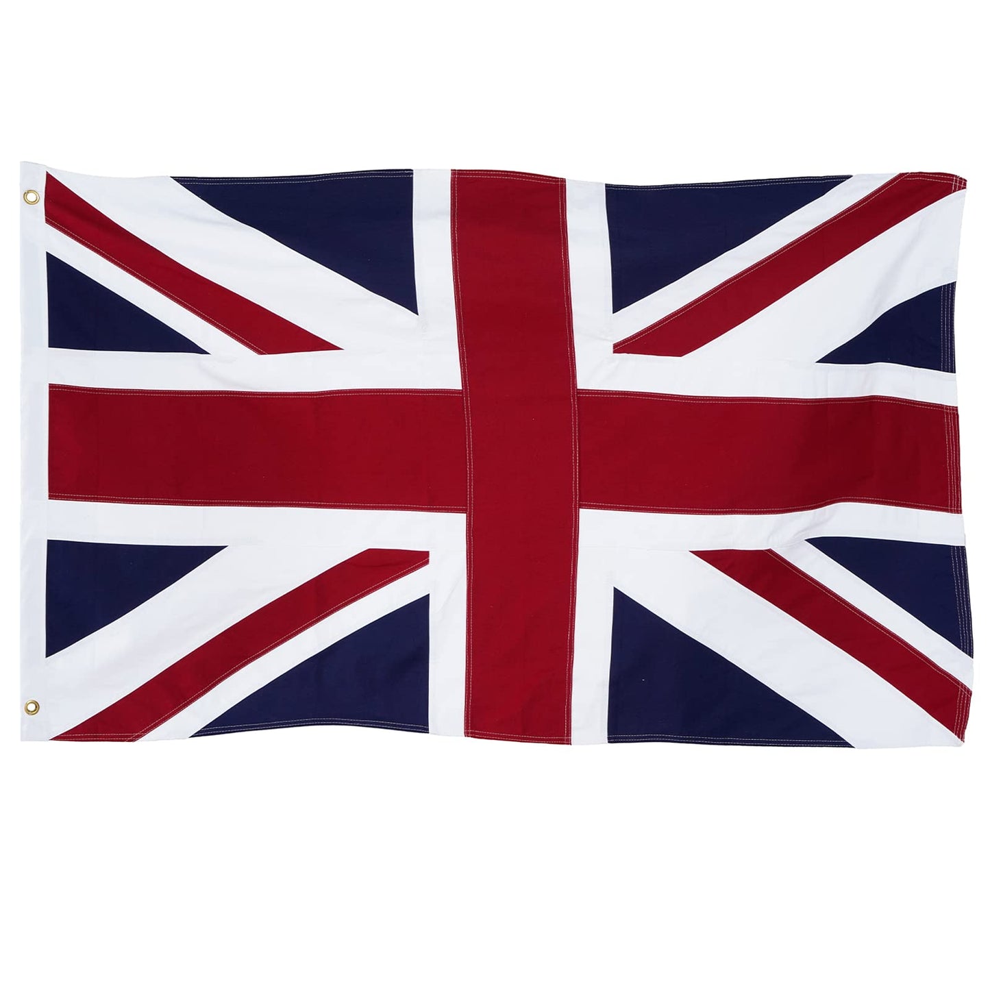 TOPFLAGS Cotton British Flag 3x5 Feet Outdoor UK Flag Heavy Duty Flags for Outside,Vivid Color Fade-resistant,Sewing Edge Stripes with 2 Brass Grommets 4 Stitching Rows Heavy Duty Flags