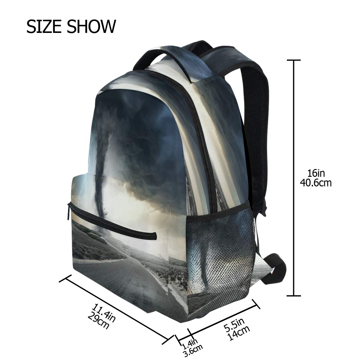 Blueangle Black Tornado Backpack Bookbags Laptop Backpack for Boys Girls Teens, College Backpack Water Resistant Travel Bookbag
