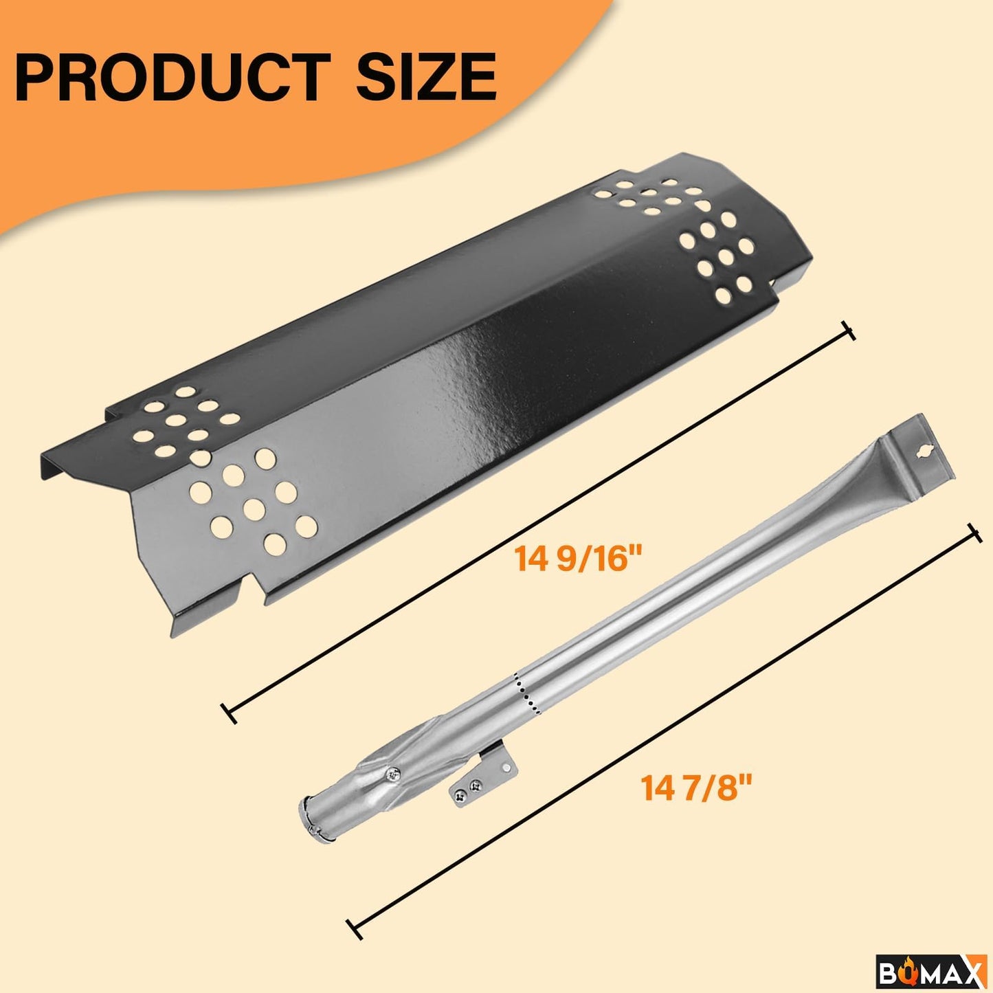 BQMAX Replacemrnt Parts Kit for Nexgrill 720-0888, 720-0888N Gas Grill Models, Heat Plates Shield Replacement Parts, Flame Tamers, Heat Tents, Grill Burner Replacemnt Parts for Nexgrill,Tube Burner Repair Kit (5-Pack)