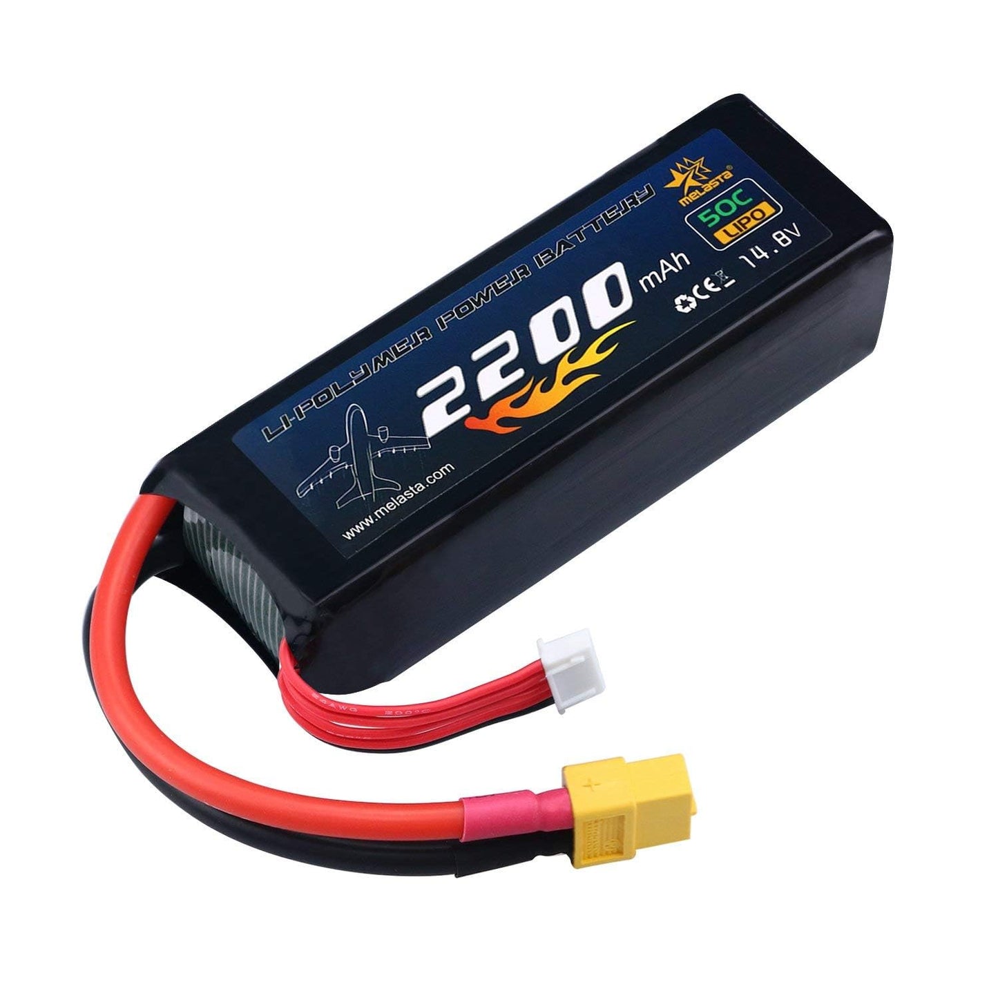 melasta 4S 14.8V LiPo Battery 2200mAh 50C RC Lipo Battery Compatible with XT60 Plug for RC Airplane Helicopter Quadcopter Vehicle Boat