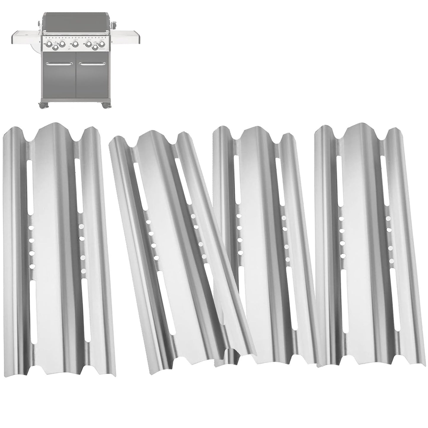 BBQration 4-Pack 15 7/8" Grill Heat Shield Plates Replacement Parts for Broil Mate, Broil King Baron, Huntington Barbecue Gas Grills, BBQ Heat Shield for Broil King BBQ Parts