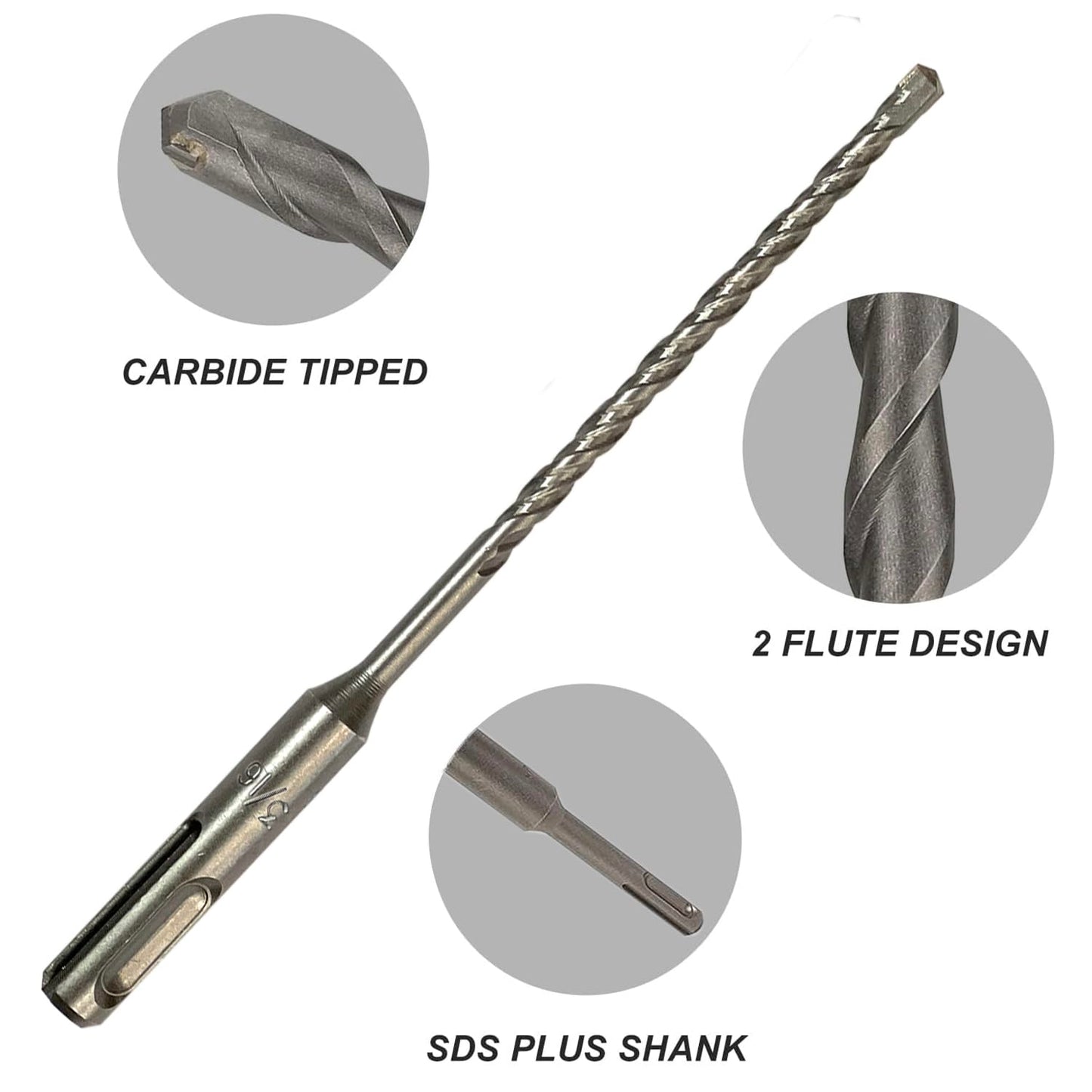 FF ERA 10-Pack SDS Plus 3/16" x 6" Rotary Hammer Drill Bits, Carbide Tipped for Brick, Stone and Concrete
