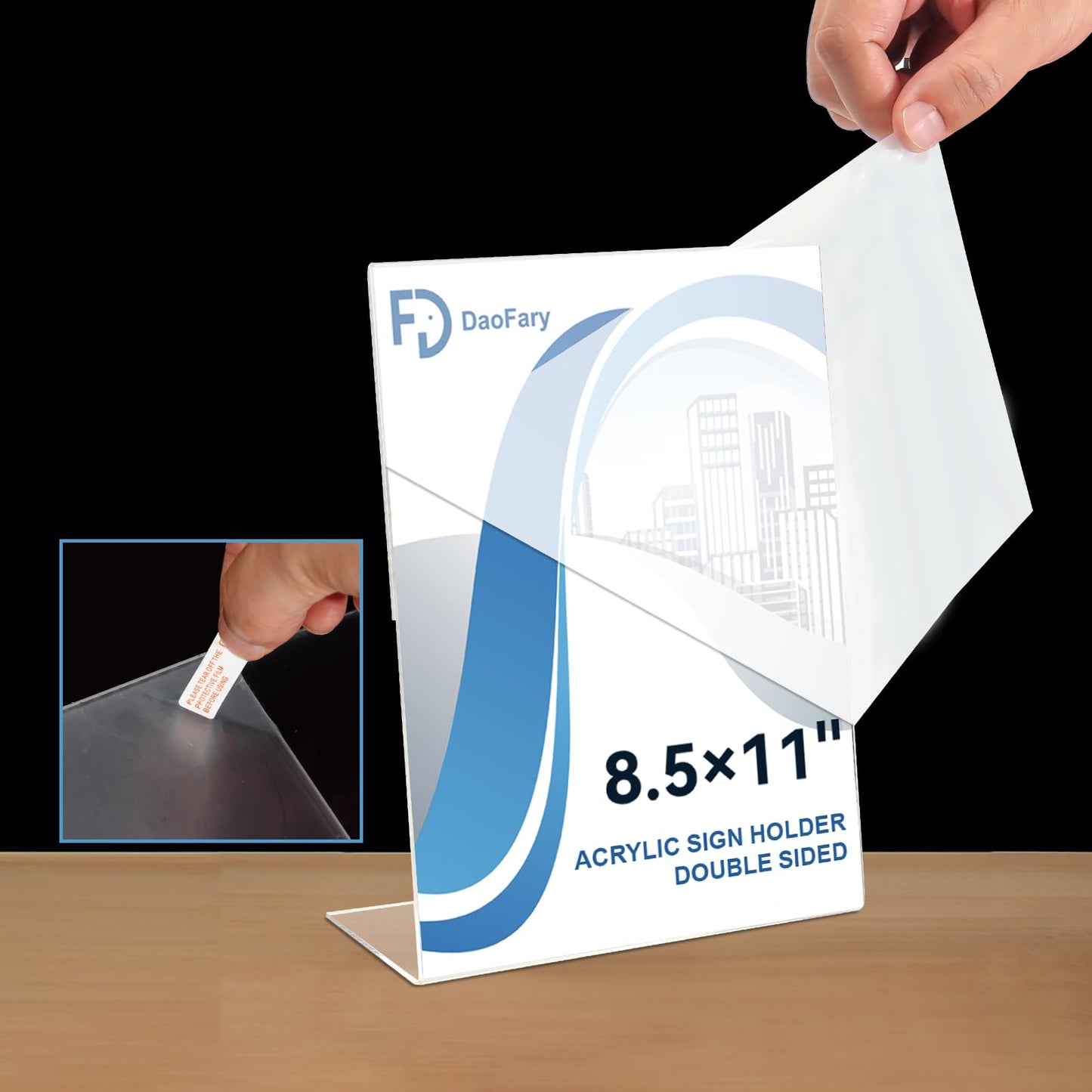 Daofary Acrylic Sign Holder 8.5 x 11, 8 Pack L Shape Clear Plastic Display Stand, Slanted Back Picture Frame Menu Flyer Paper Display Stand up Table Top Sign Holders for Restaurant, Office and School