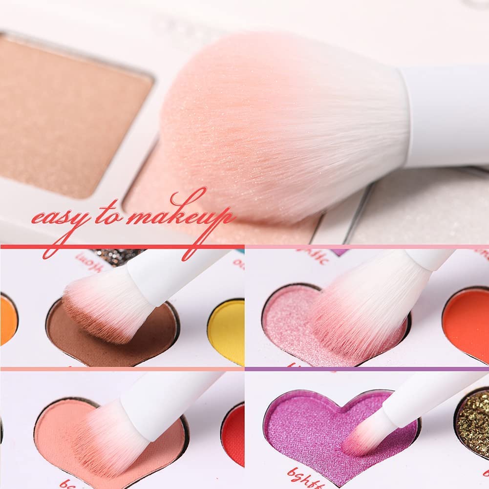 Docolor Makeup Brushes 32Pcs Professional Makeup Brush Set Premium Gifts for Lover Kabuki Foundation Blending Face Powder Blush Contour Eye Shadows Eyebrow Eyeliner Make Up Brushes Tools Kit Rose Red