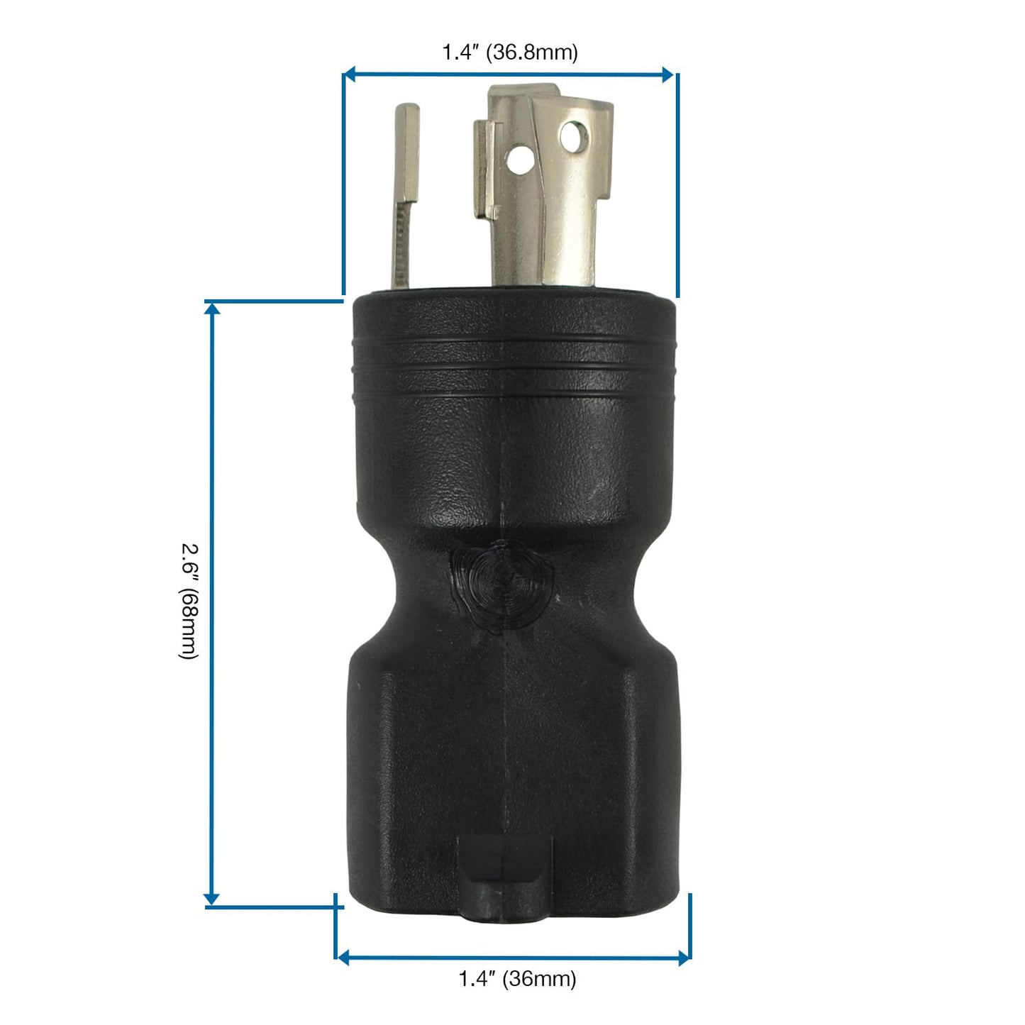Conntek 30126-BK L5-30P 30-Amp 125-Volt Locking Male Plug for 15 to 20-Amp Straight Blade Female Connector Adapter