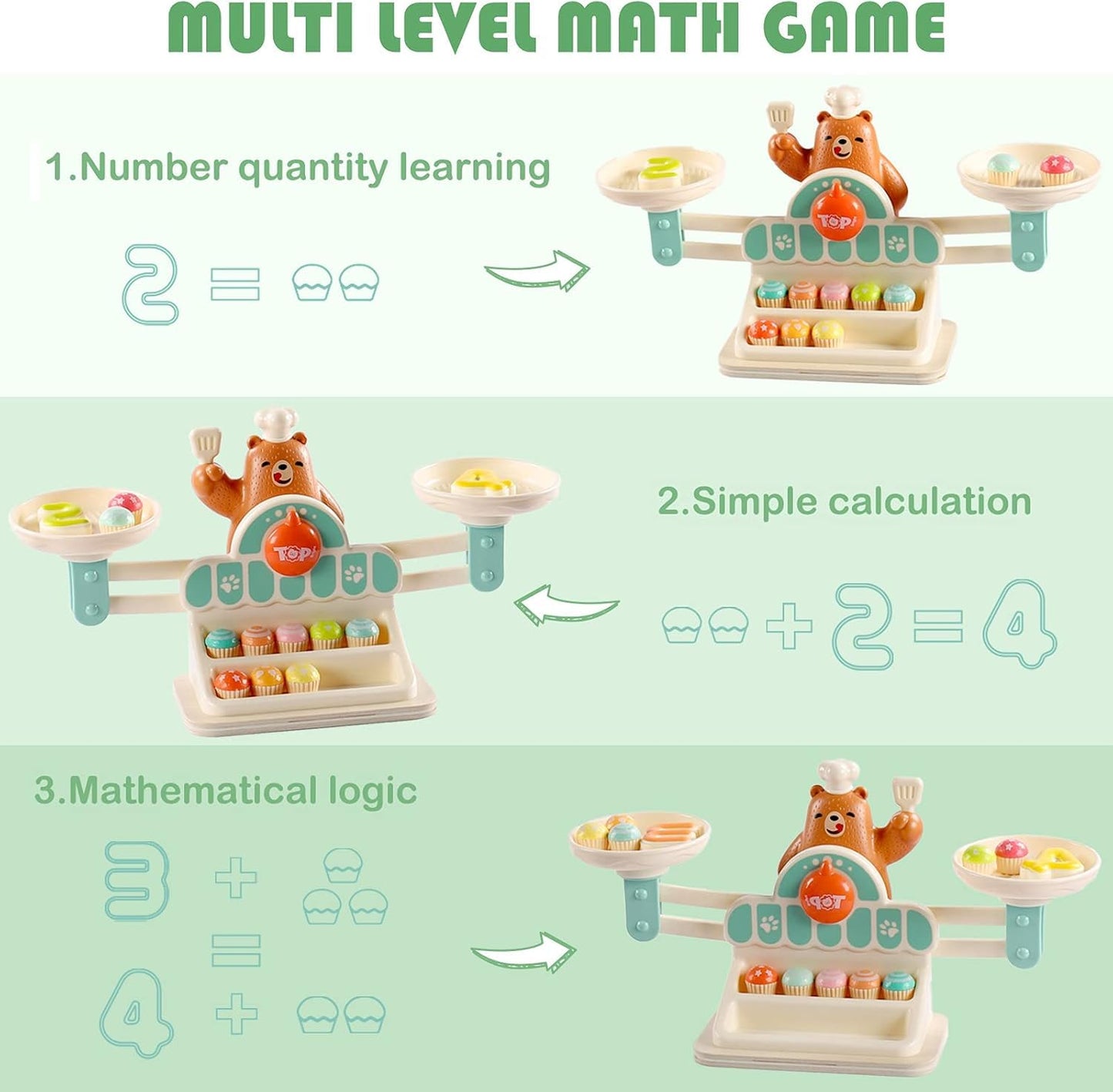 TOP BRIGHT Balance Math Game, Math Toys for Kids 3-5, Counting Toys for Toddlers, Montessori Toy Preschool Educational Toys Kindergarten Number Learning Games for 3 4 5 Year Old