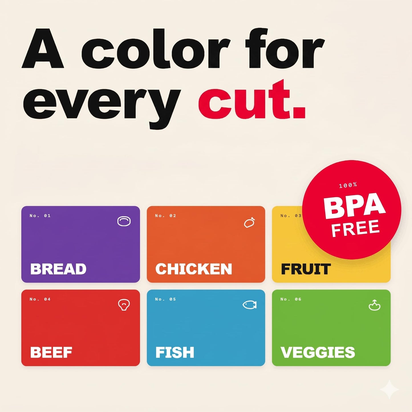Bamboo Cutting Board Set - Wooden Cutting Boards for Kitchen - Easy-to-Clean Wood Cutting Board Set with 6 Color-Coded Flexible Plastic Cutting Boards with Food Icons - Wooden Chopping Board Set