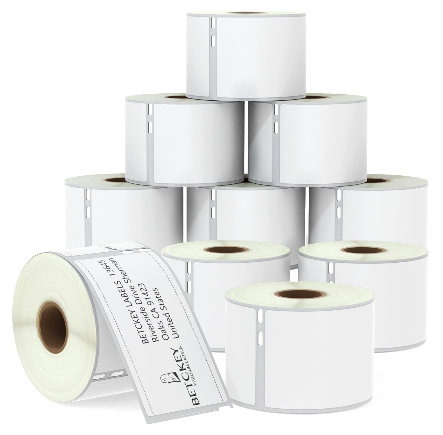 BETCKEY - Compatible DYMO 30323 (2-1/8" x 4") Shipping/Name Badge Labels, Perforated, Compatible with DYMO Labelwriter 450, 4XL, NOT Fit 550 & 5XL [10 Rolls/2400 Labels]