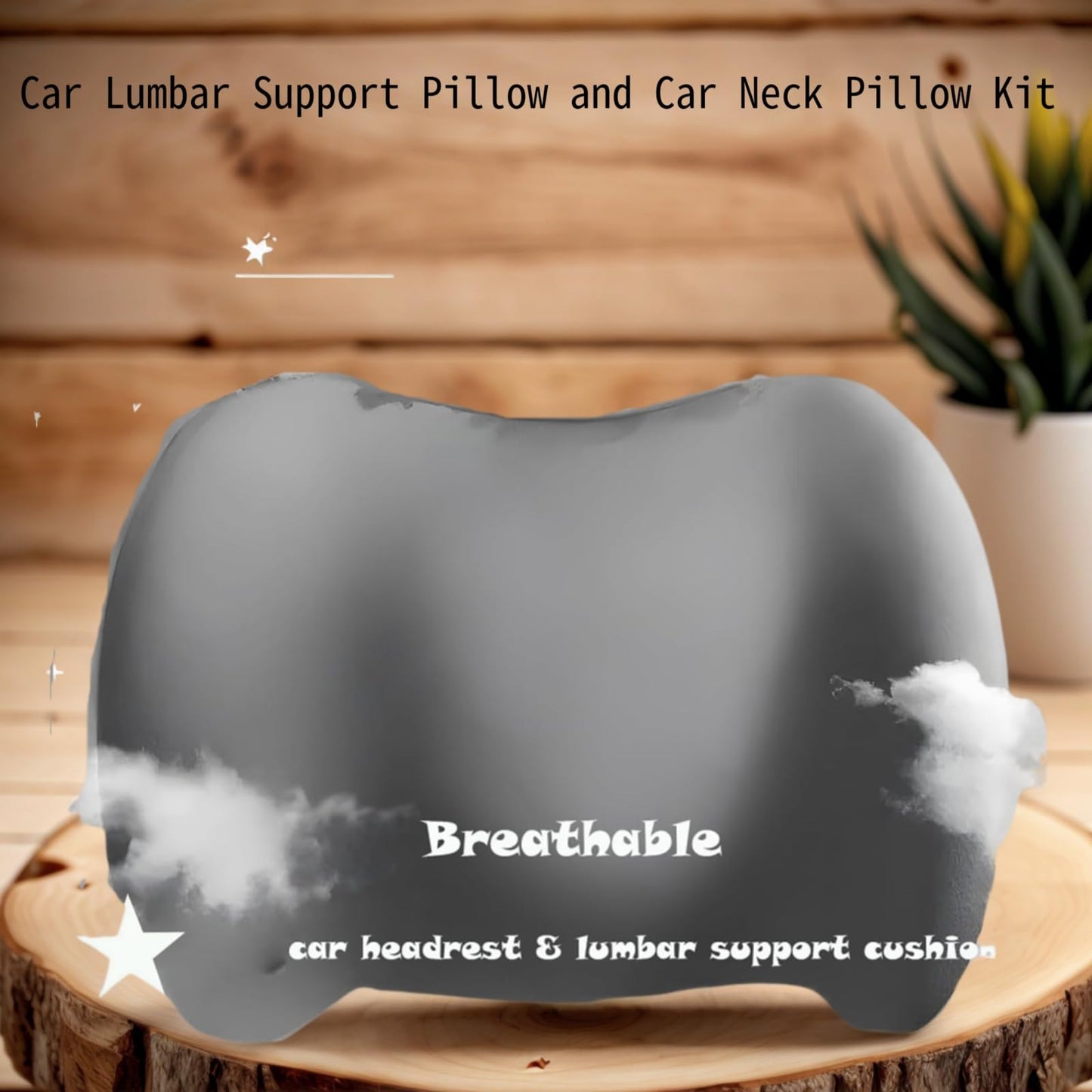 Car Headrest & Lumbar Support Cushion,Car Lumbar Support Pillow and Car Neck Pillow Kit,Ergonomic Car Seat Headrest & Lumbar Cushion with Adjustable Strap for Neck Back Pain Relief,for Car Chair