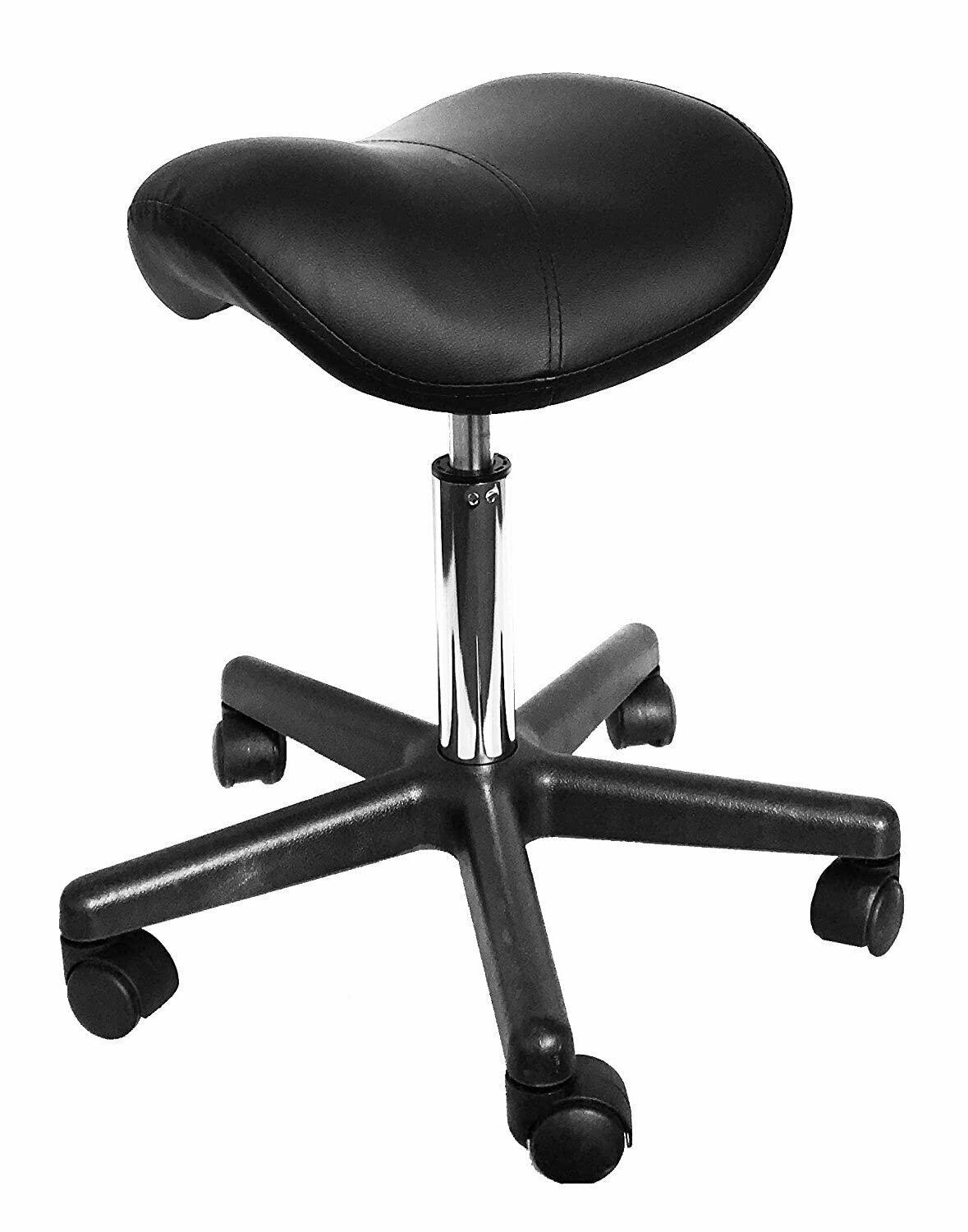 Angel Hydraulic Saddle Massage Stool Ergonomic Comfortable Rolling Adjustable Salon Swivel Saddle Seat (Black)