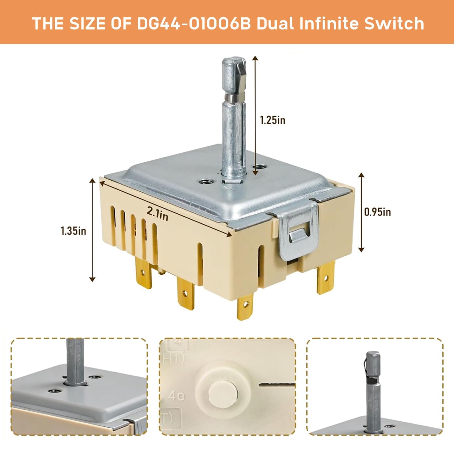 DG44-01006B PER001-12D Dual Infinite Switch Compatible with Samsung, Dual Surface Element Control Switch Replacement for PER001-12 D, AP6037530, PS11771631, EAP11771631, PD00035203