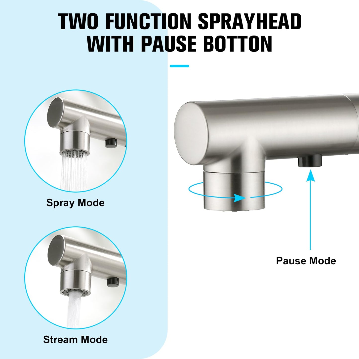 CREA Black Kitchen Faucet with Pull Out Sprayer, Pot Filler Faucet RV Prep Sink Outdoor Faucet Wet Bar Faucet, Single Handle Bar Sink Faucet with Deck Plate, Brushed Nickel