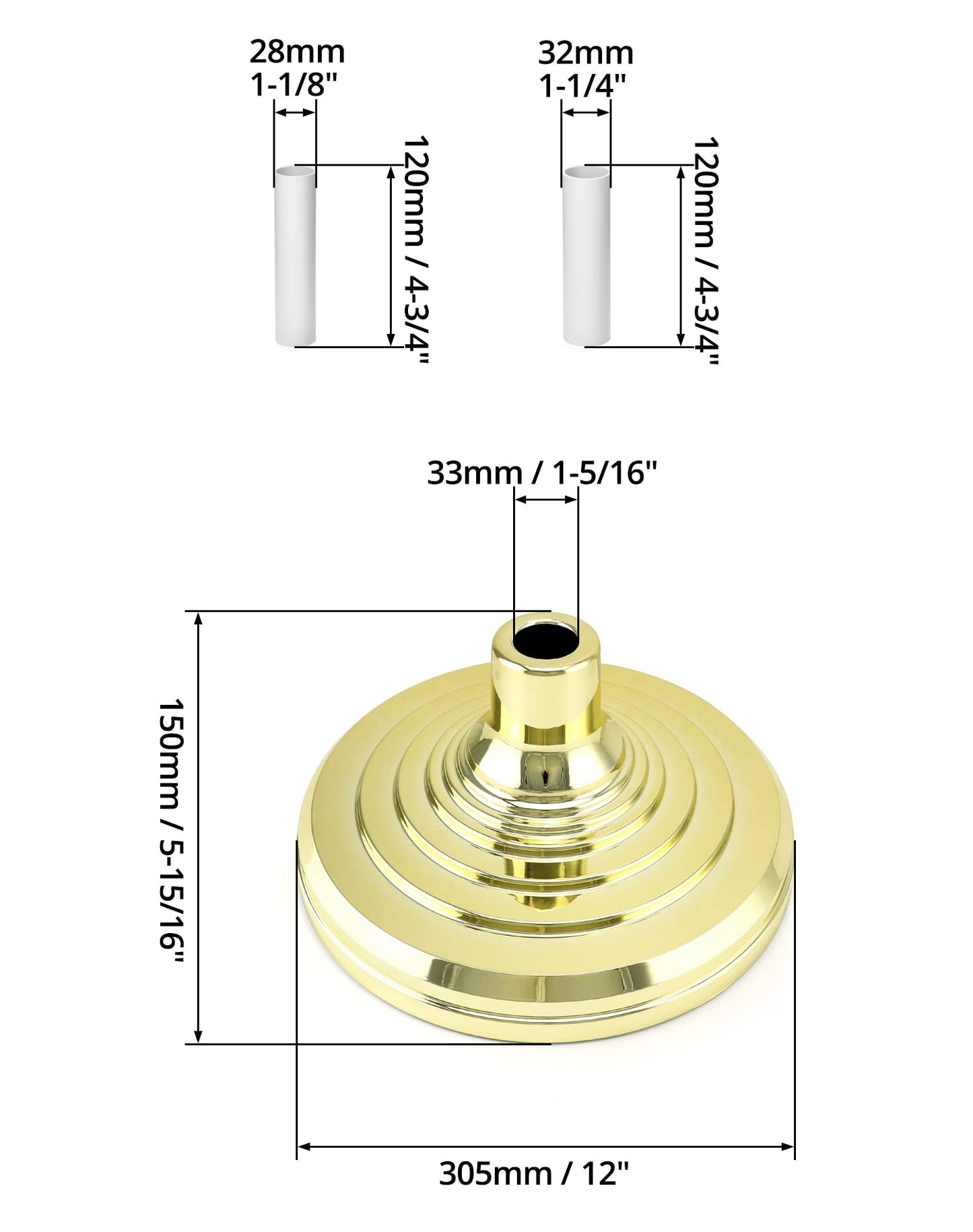 QWORK Base Stand for Flag, Flag Stand for Indoor & Outdoor Use, Floor Base Stand, Compatible with 1.3 Inch and 1.1 Inch Diameter Flag Pole - Gold