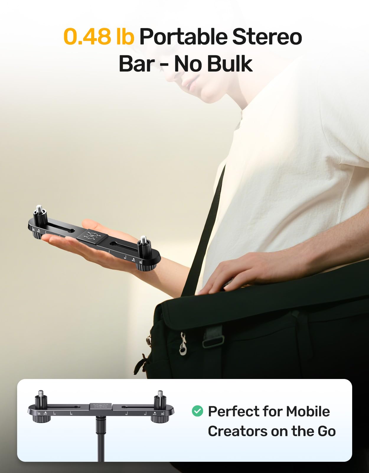 Stereo Mic Bar, Adjustable Dual Microphone Mount Bar,Universal Double Mic Holder for Stand,Precision Stereo Spacing Mic Bar for Podcast,Live Streaming,Studio Recording,Fit 3/8"&5/8" Threaded Mic Stand