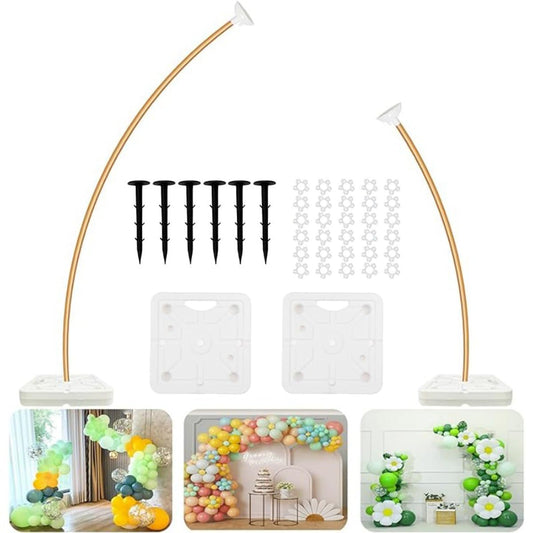 Balloon Arch Kit 8.2 ft High & 5 ft DIY Free Bending Shape Half Arch Balloon Stand Irregular Standing Balloon Arch Stand with Base for Party Birthday Wedding Decoration (Gold)